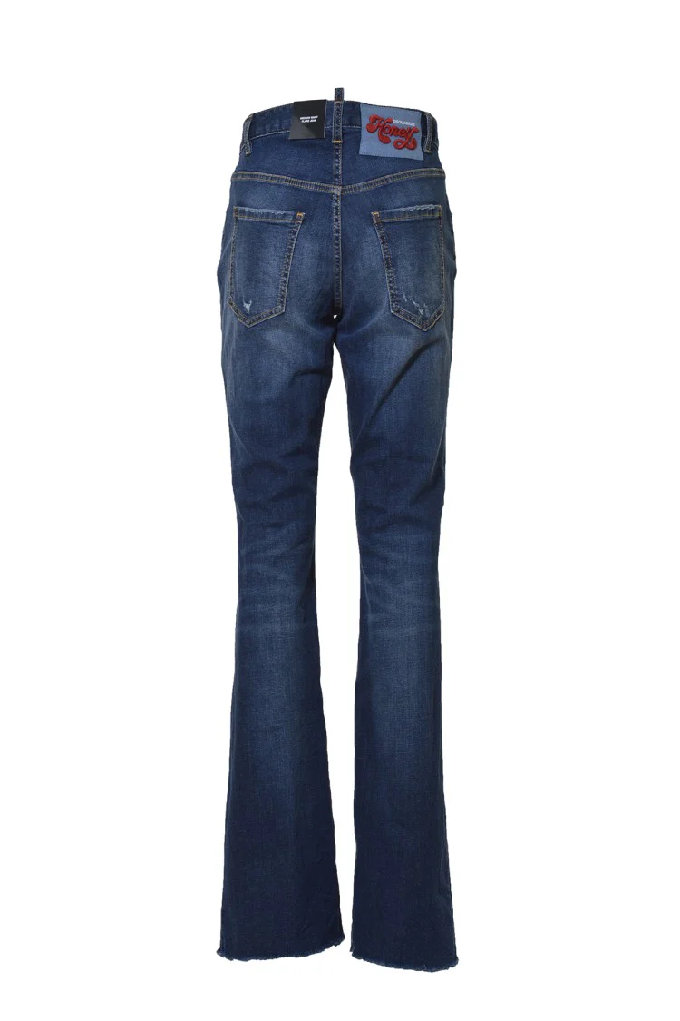 Blue Denim Medium Waist Flare Jeans