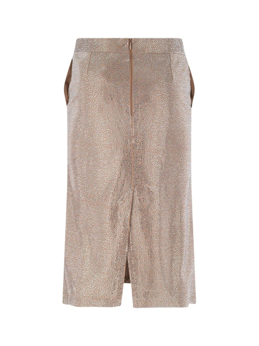 Strass Midi Skirt – Beige