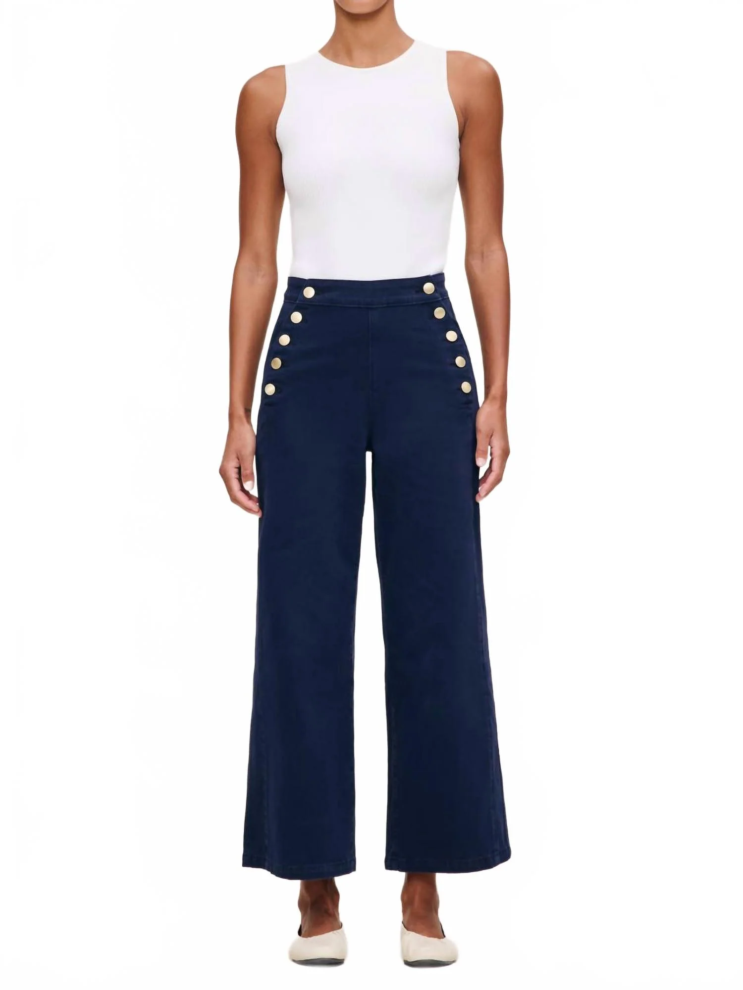 Hepburn Wide Leg Pant In Bright Navy