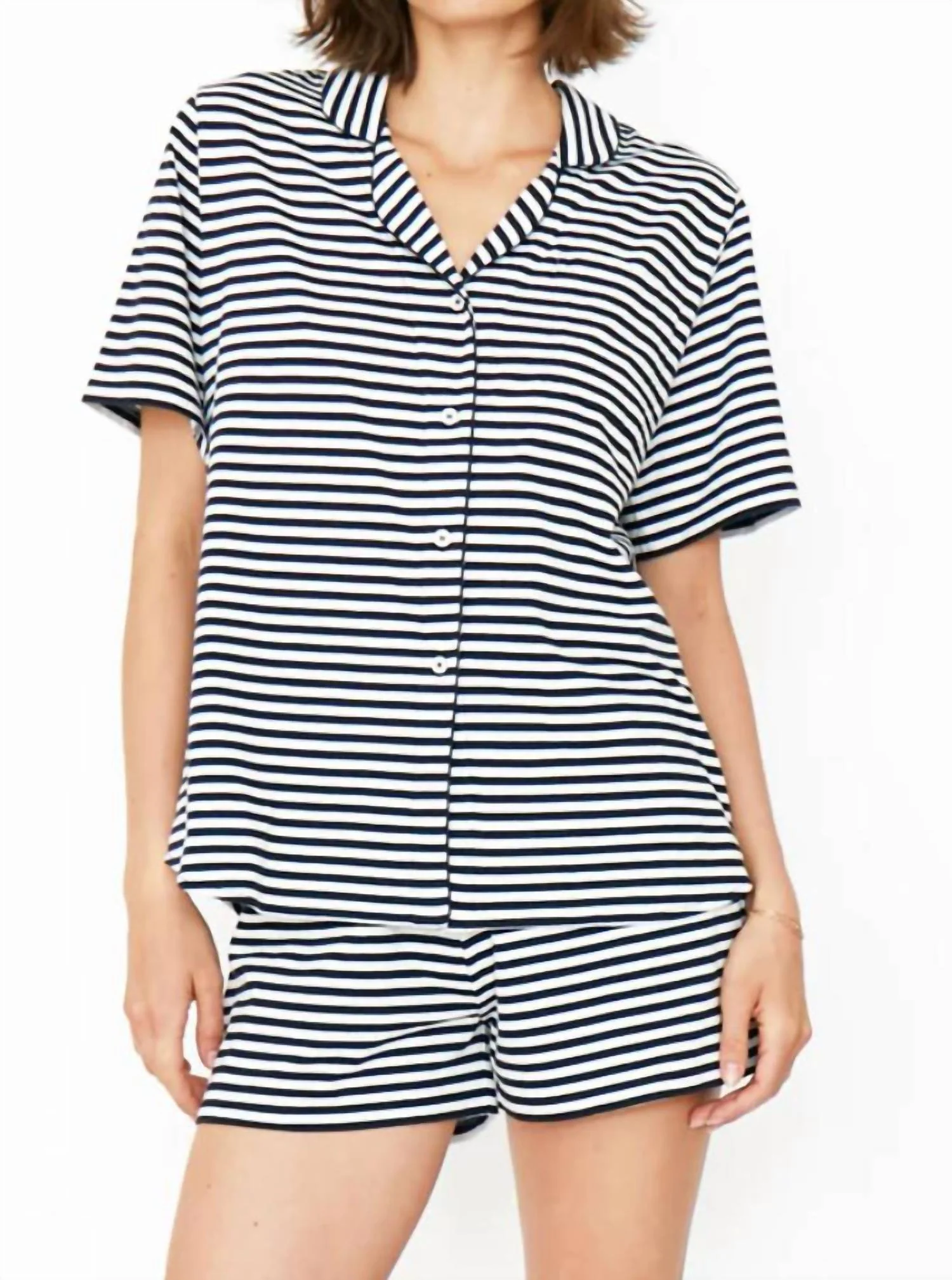 The Short Pajama Set In Navy/white