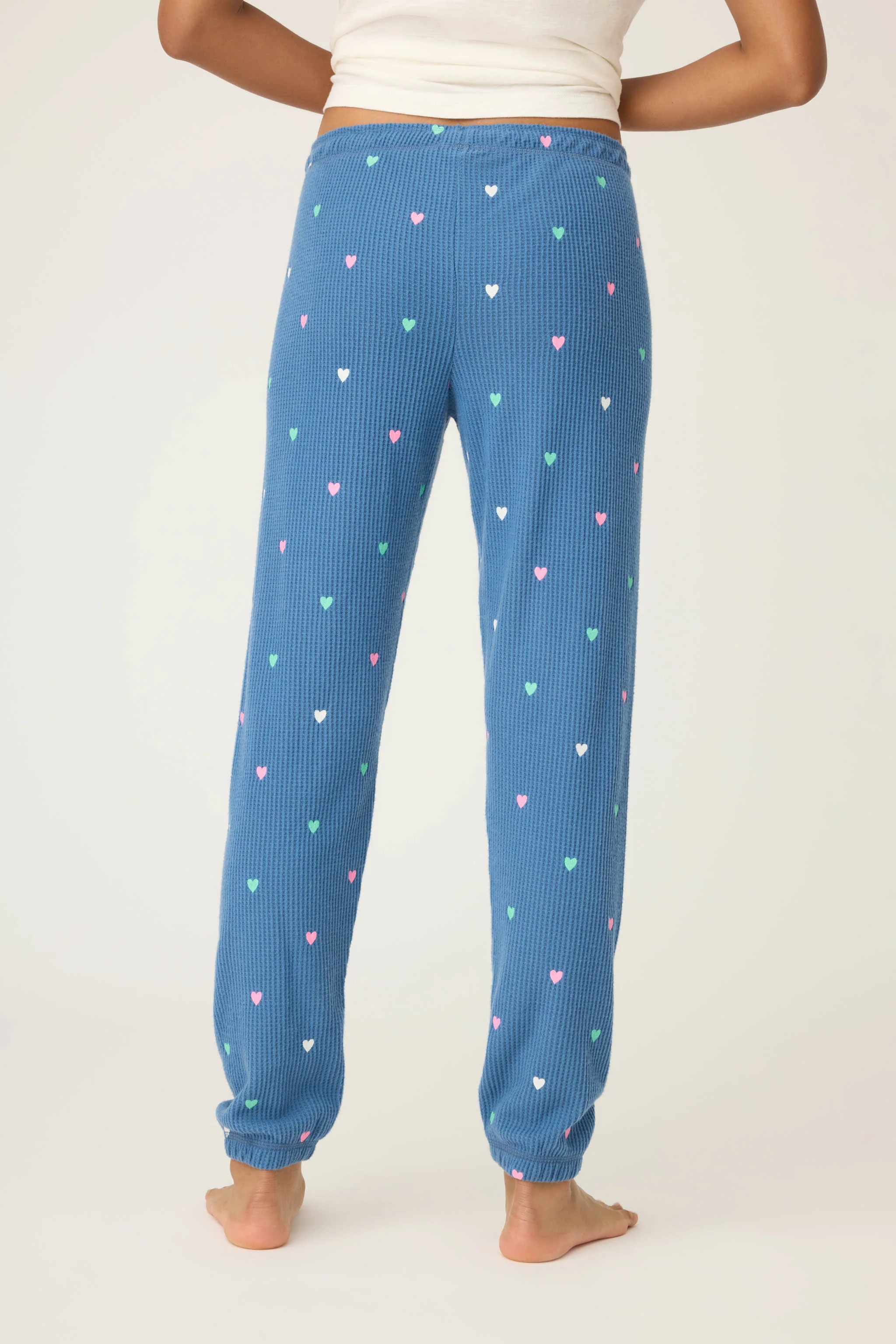 Love Club Banded Lounge Pants with Embroidered Hearts