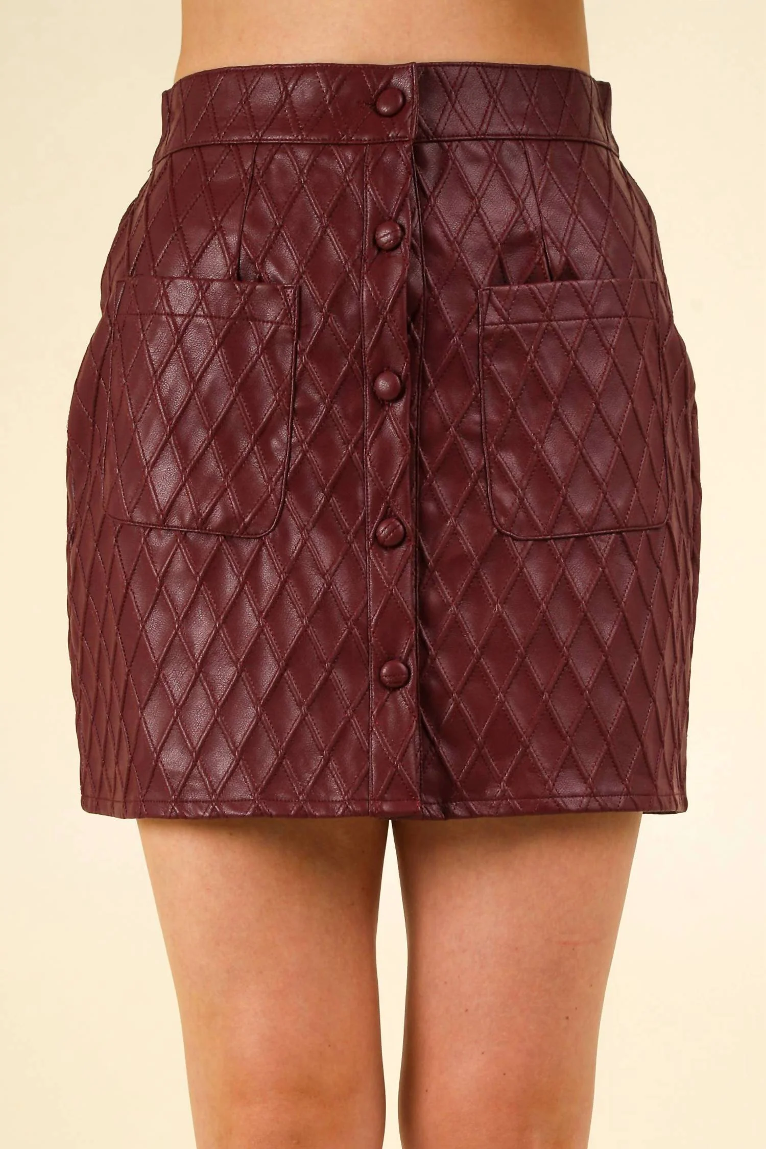 Textured Faux Leather Mini In Wine