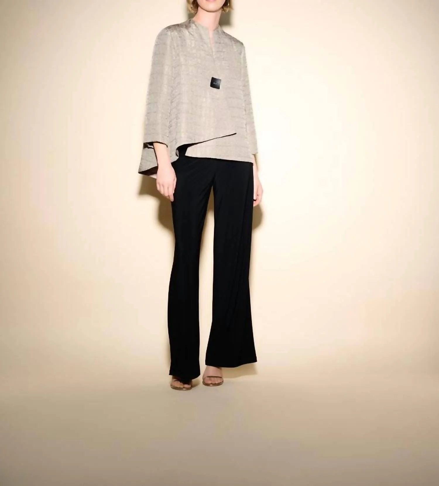 One Button Jacquard Jacket In Latte