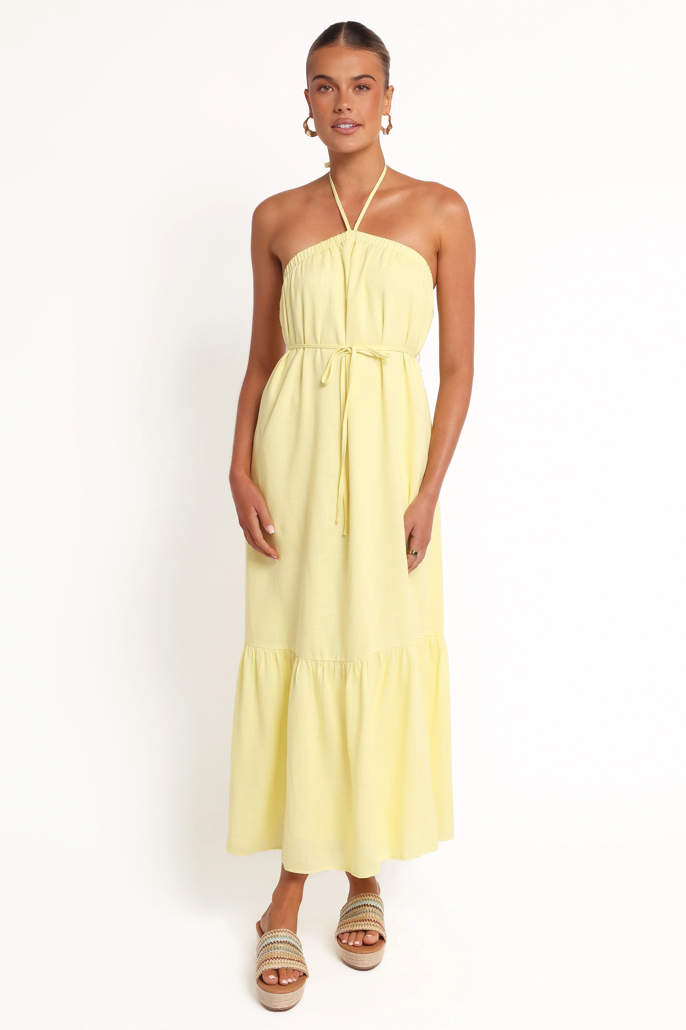 View Halterneck Maxi Dress - Lemon