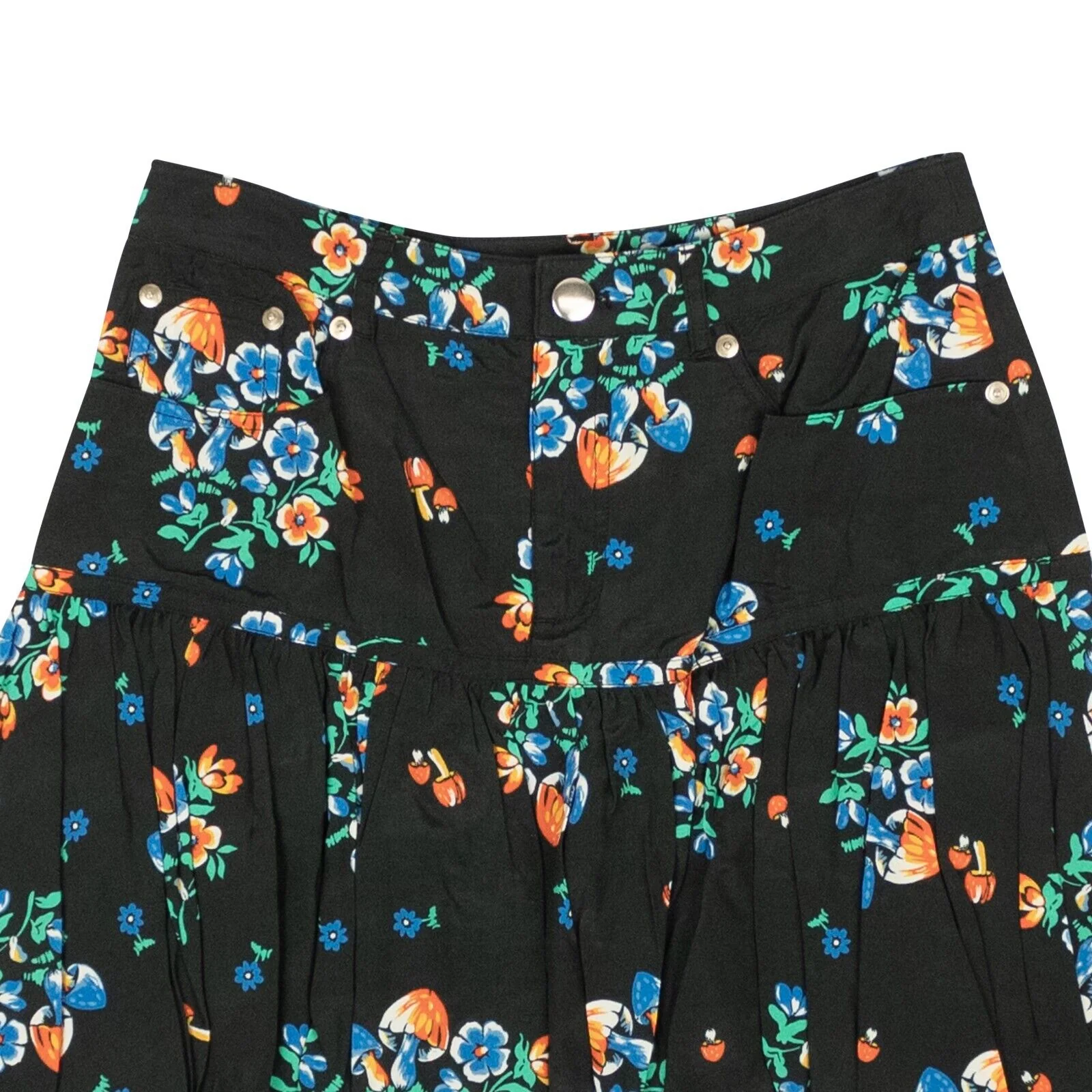 Black And Multicolored Mini Bubble Skirt