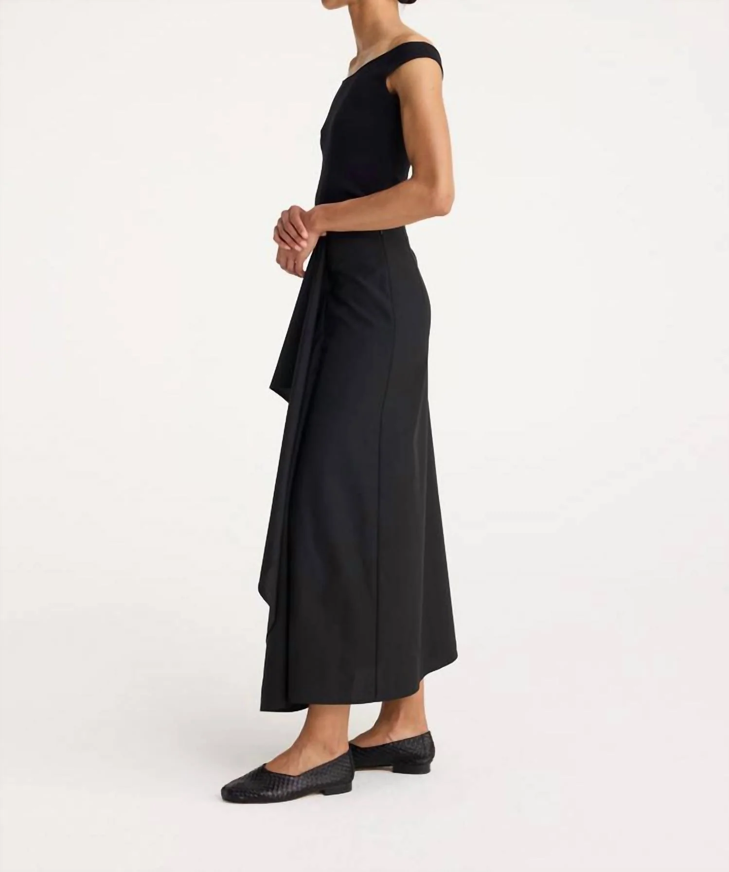 Folded Wool Skirt In Black