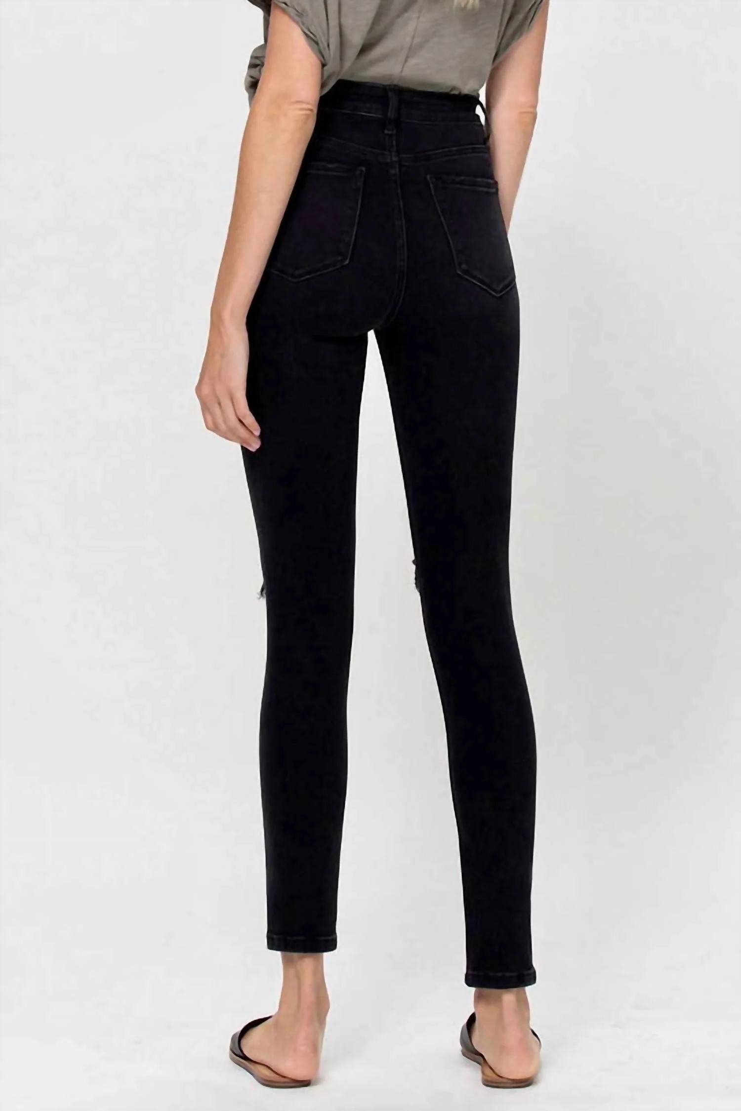 High Rise Skinny Stretch Jeans In Black