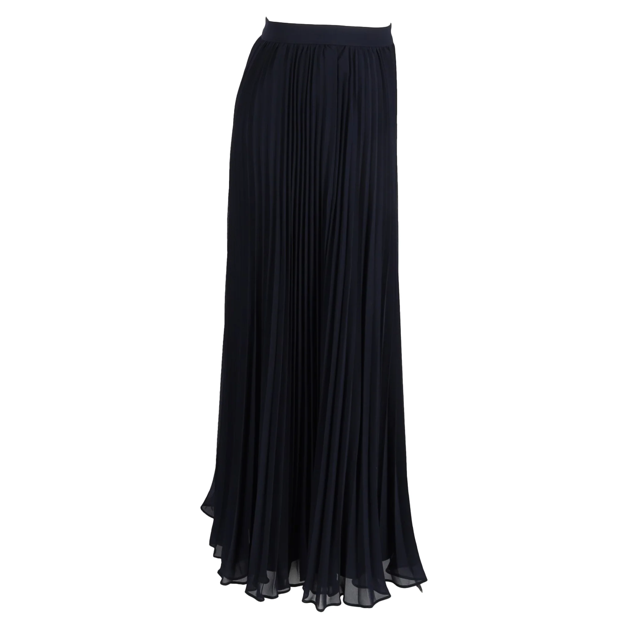 Self-Portrait Chiffon Midi Skirt in Navy Blue Polyester