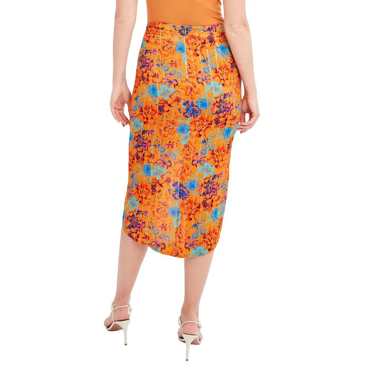 Womens Below Knee Floral Print High-Low