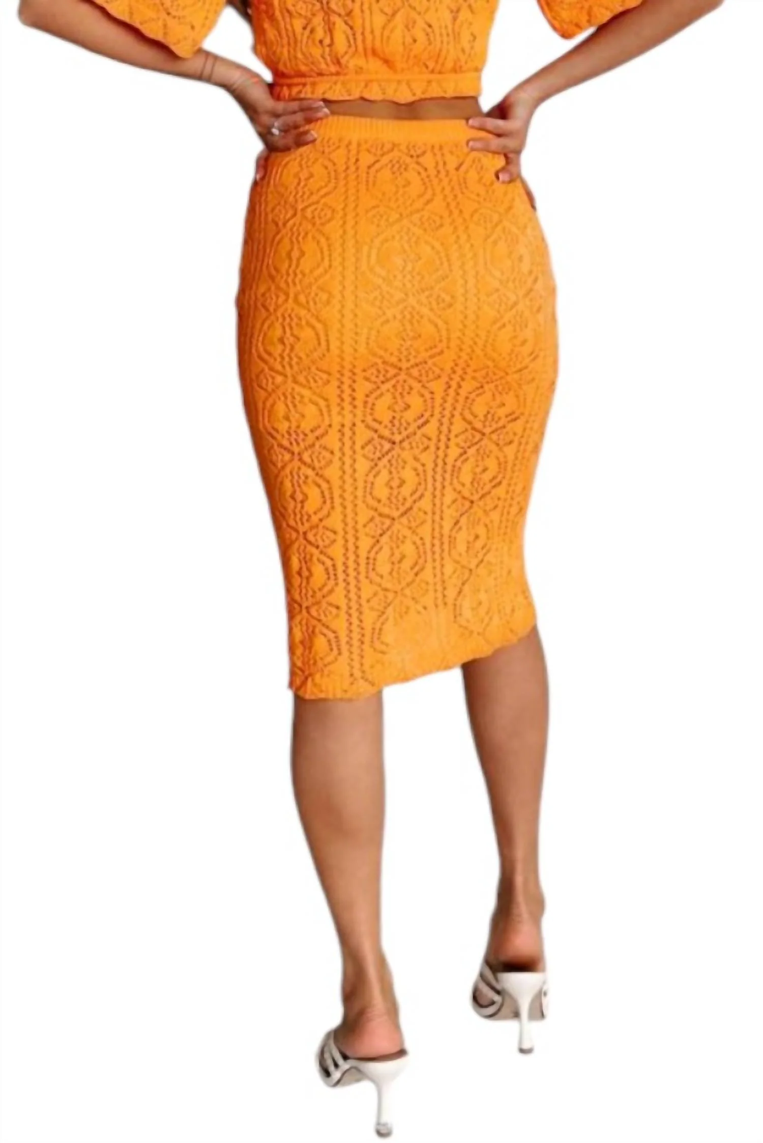 Urban Crochet Cover Up Skirt In Orange