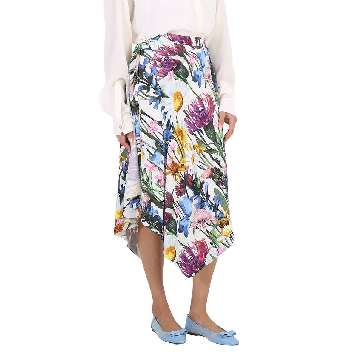 Stella Mccartney Ladies Asymmetric Floral Print Midi Skirt