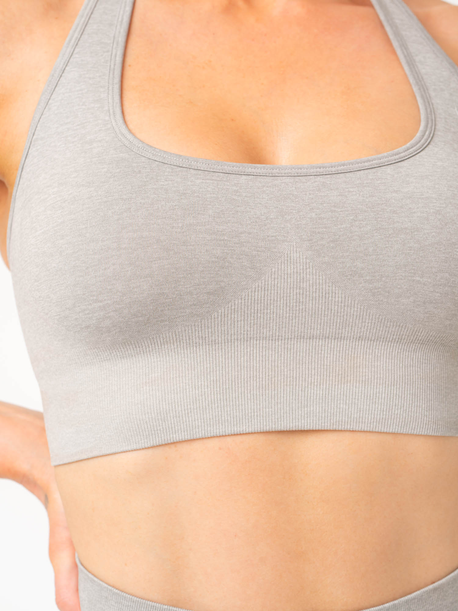 Contour Halter Bra - Light Grey Marl