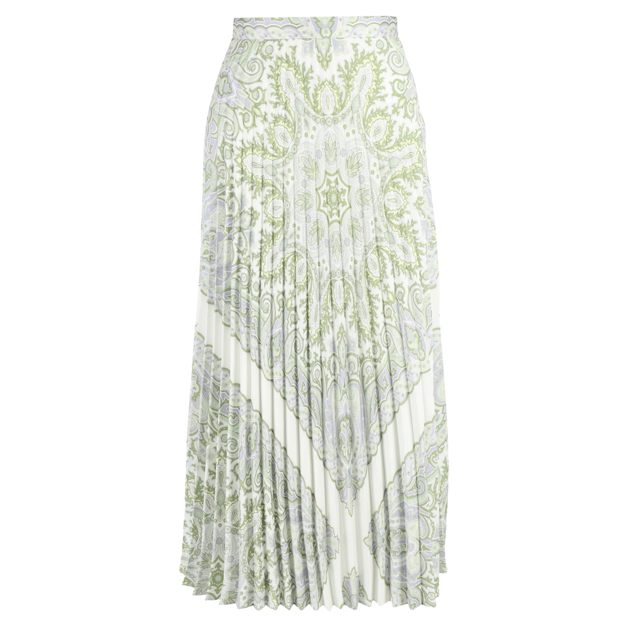 Sandro Paris Pleated Print Midi Skirt in Multicolor Viscose