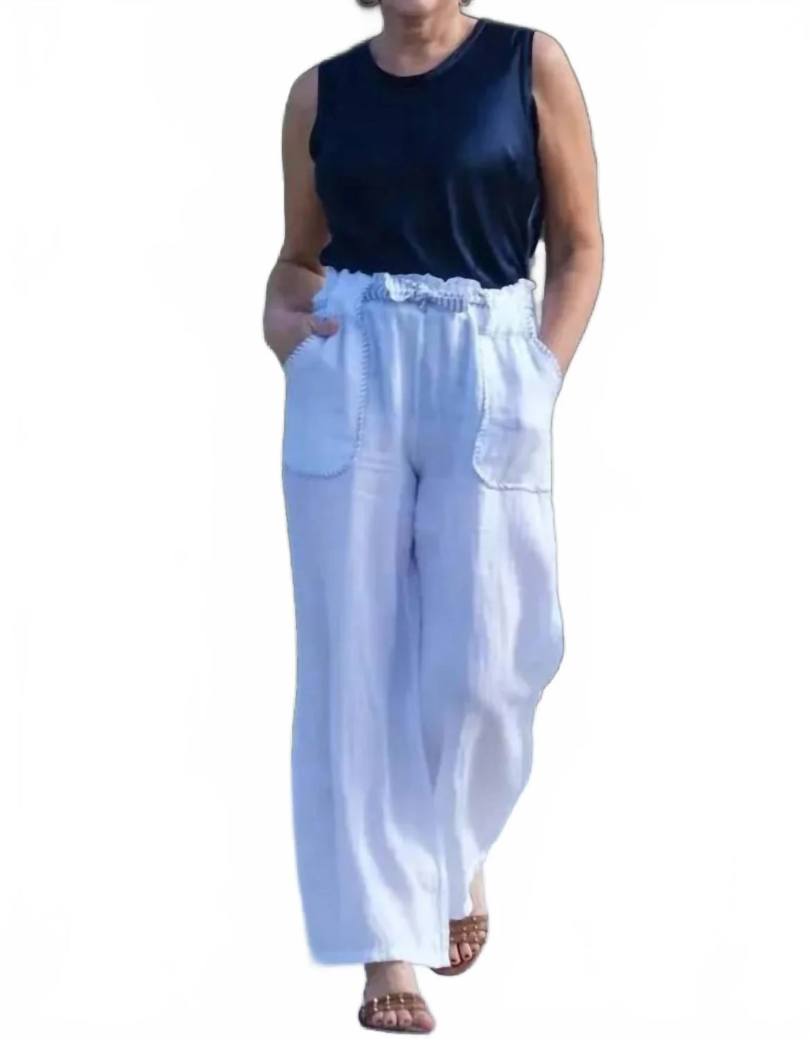 Cordelia Sailor Wide Leg Pant In White