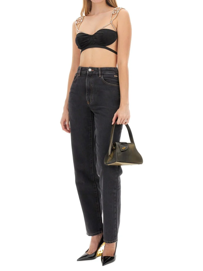 Straight-Leg Black Denim Jeans