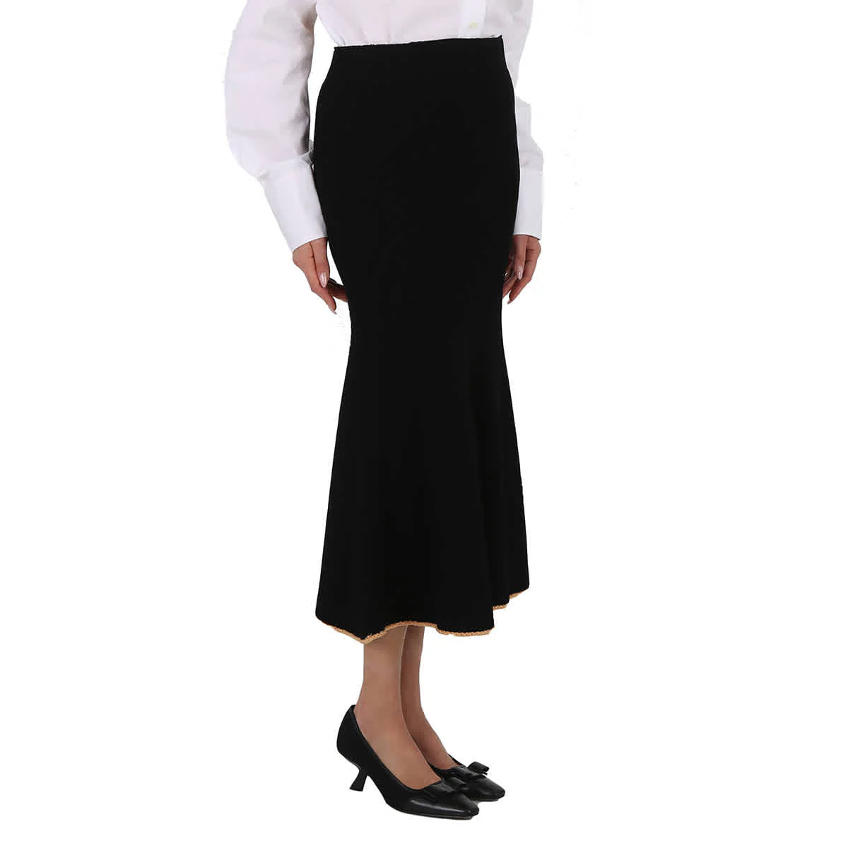 Moncler Ladies Black Gonna Tricot Knitted Cotton Skirt, Size Small