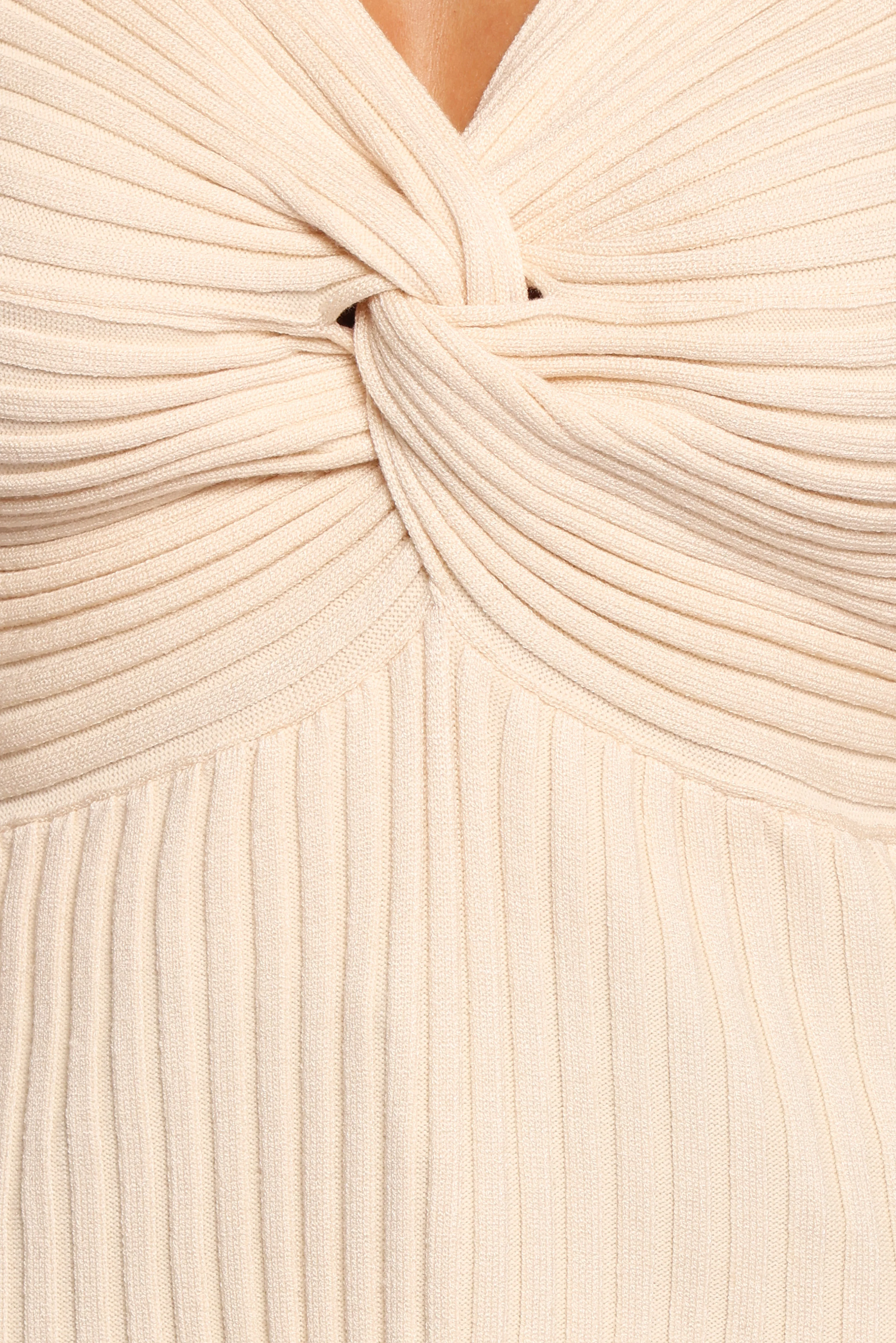Demi Twist Detail Knit Top - Cream