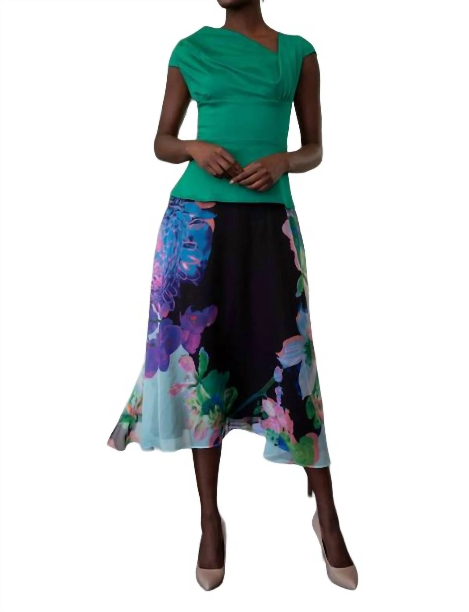 Floral Midi Skirt In Orchid Bloom