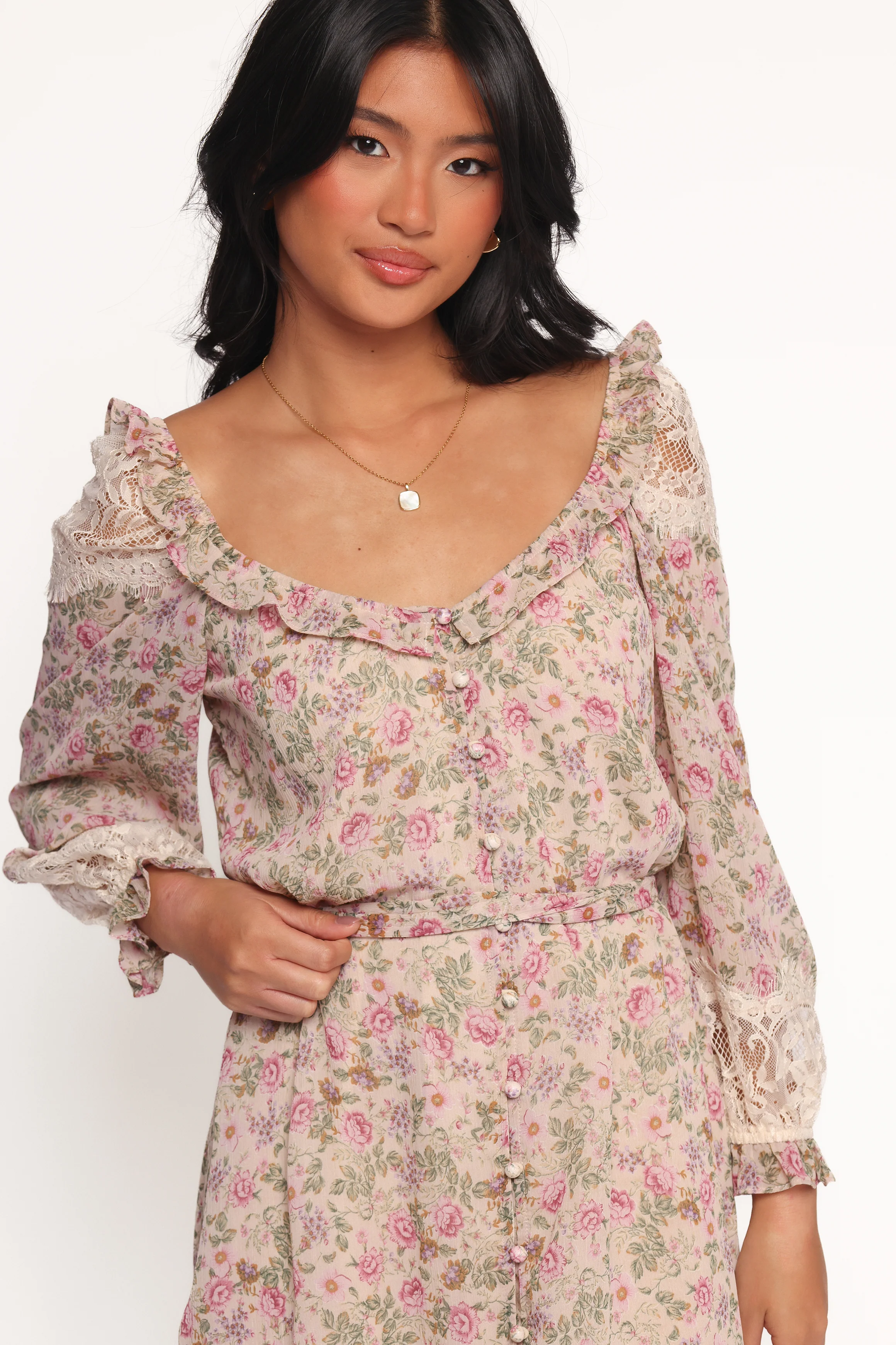 Sylvia Long Sleeve Mini Dress - Ivory Multi