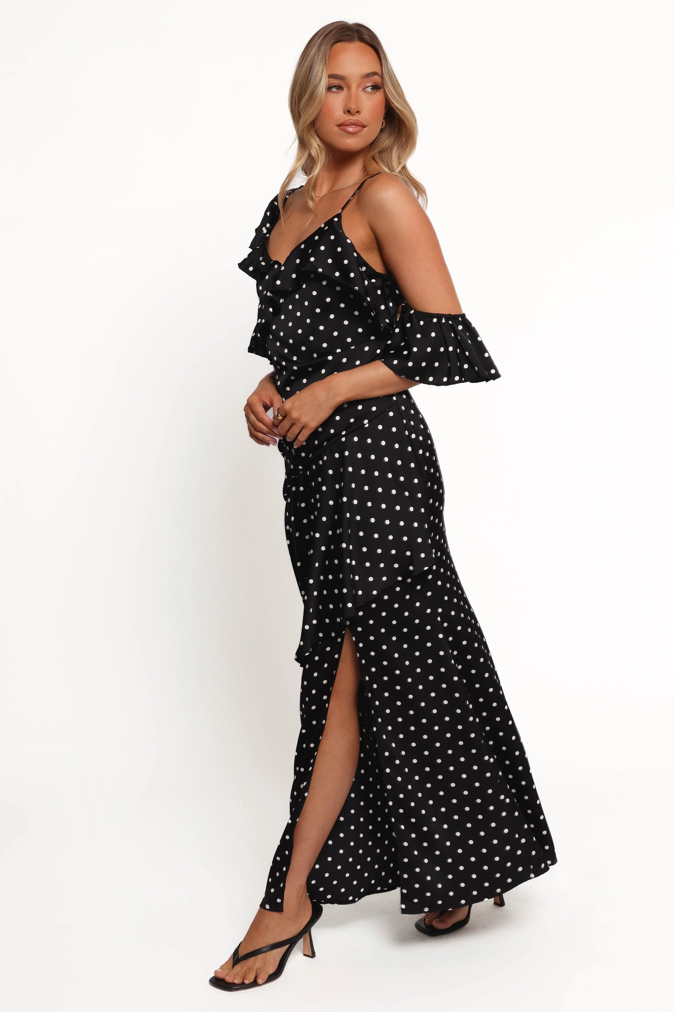 Adelina Maxi Dress - Black Polka Dot
