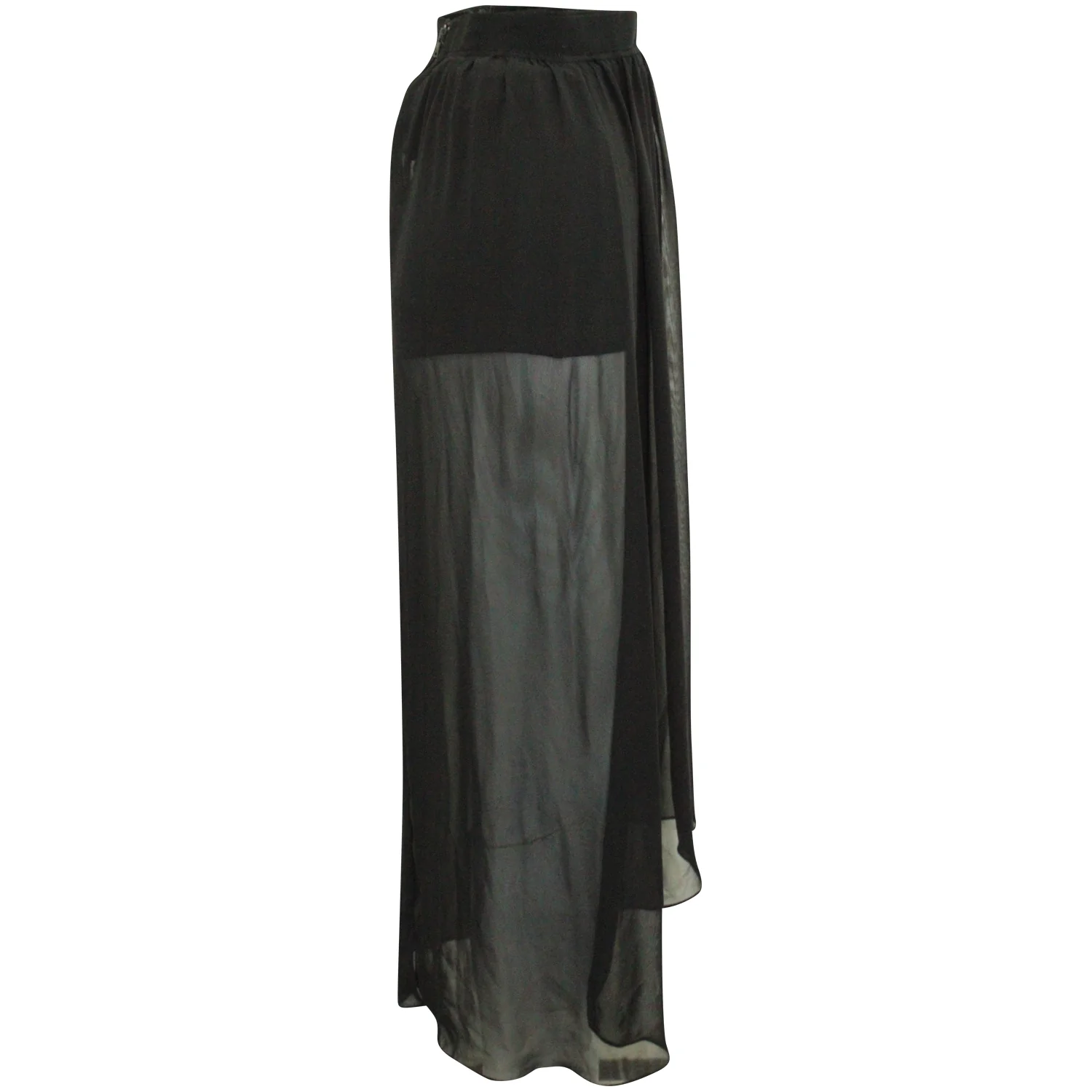 Alice + Olivia Ruffle Embellishment Sheer Skirt in Black Polyester