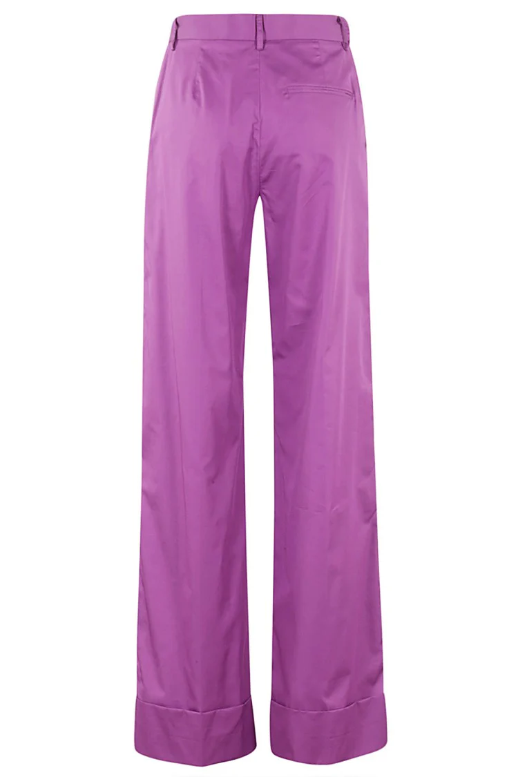 Amethyst Satin Cotton High-Waisted Trousers