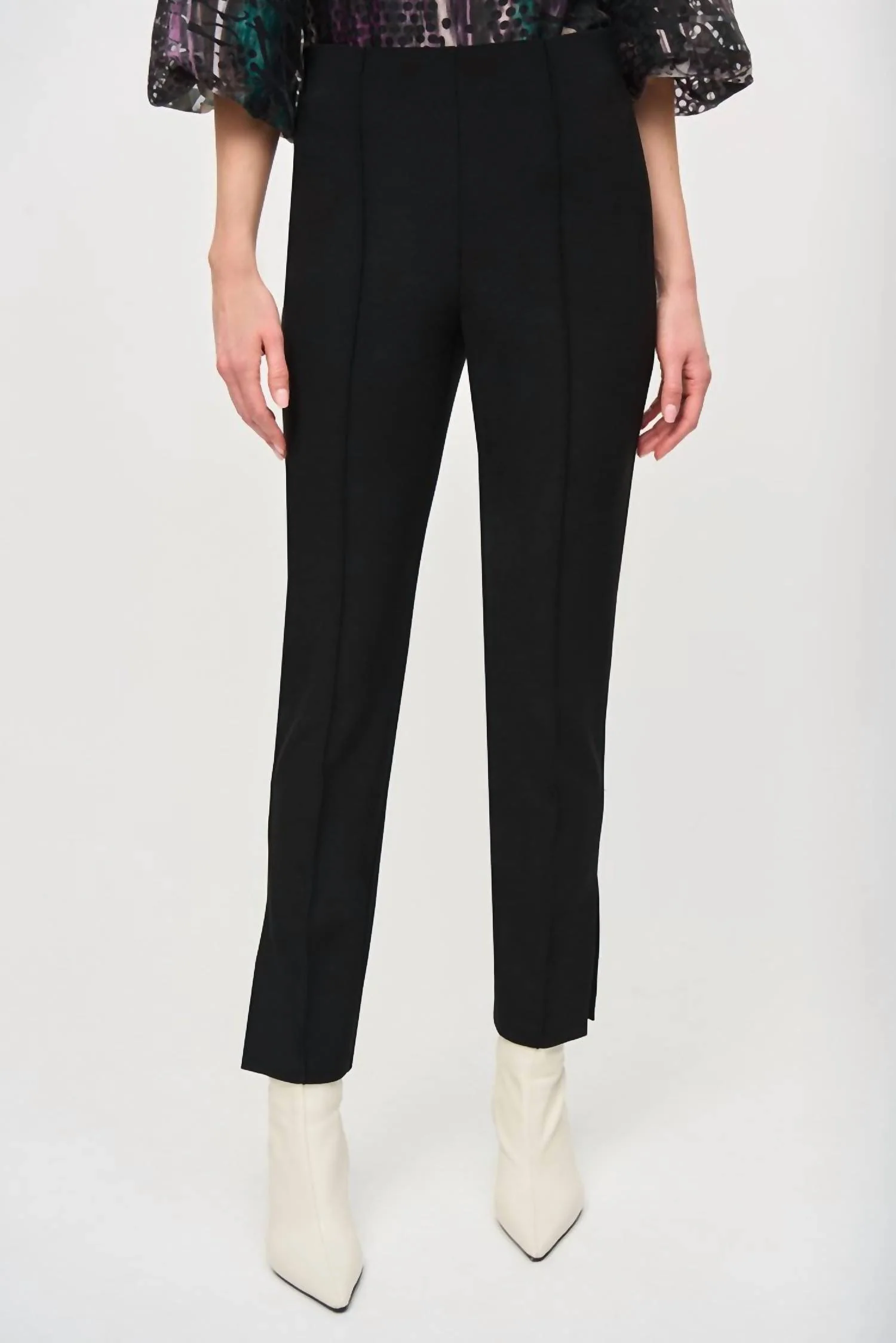 Slim Fit Straight Pants In Black