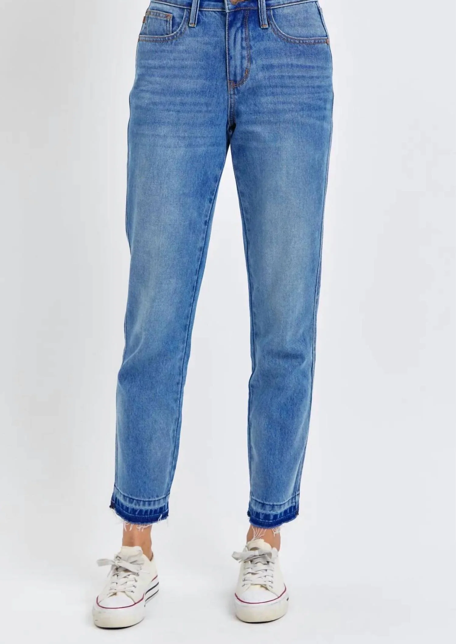 Rigid Magic Release Hem Boyfriend Jean In Medium Blue