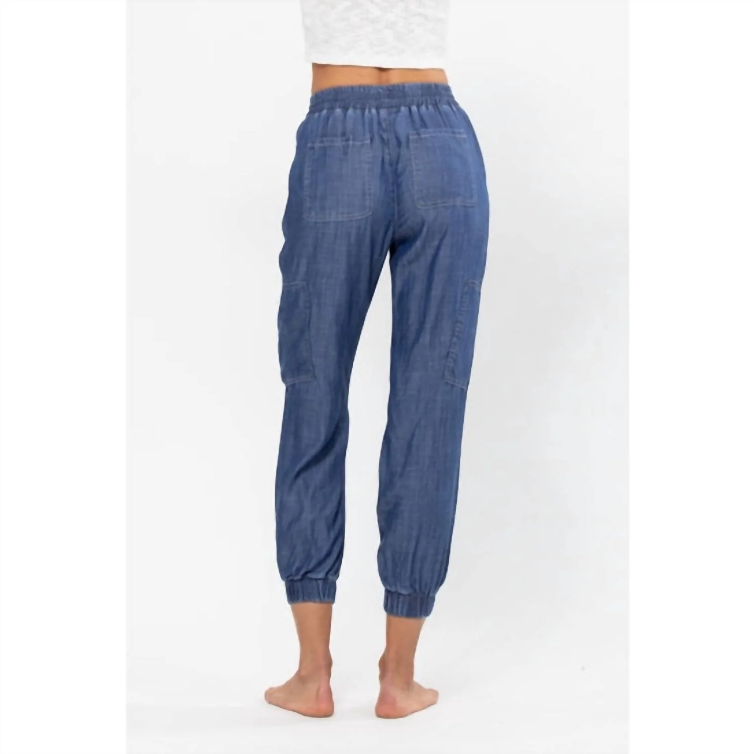 Denim Cargo Joggers In Blue