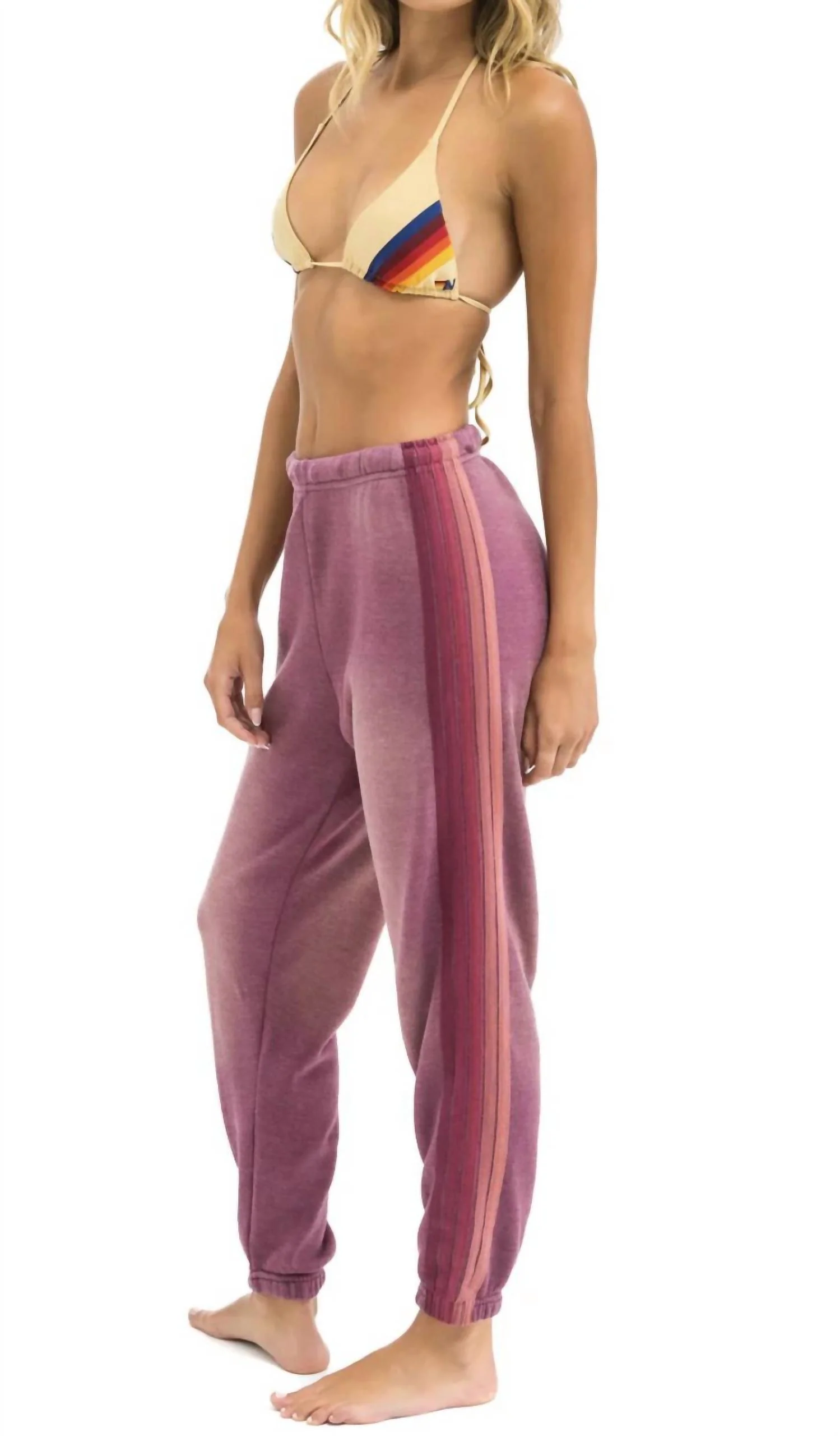 5 Stripe Sweatpants In Faded Berry