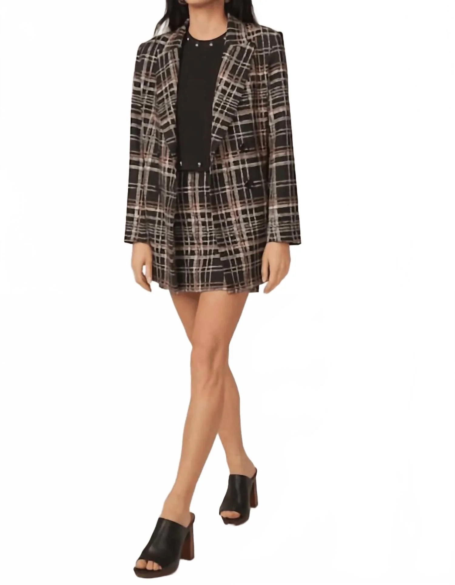 Micah Oversized Blazer In Black Plaid