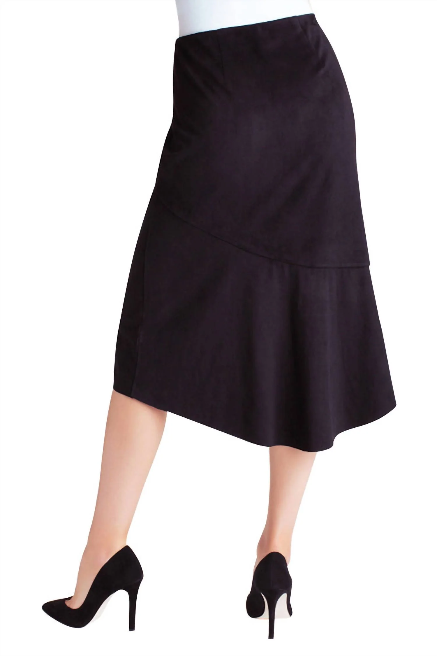 Ruffle Hem Midi Skirt In Black