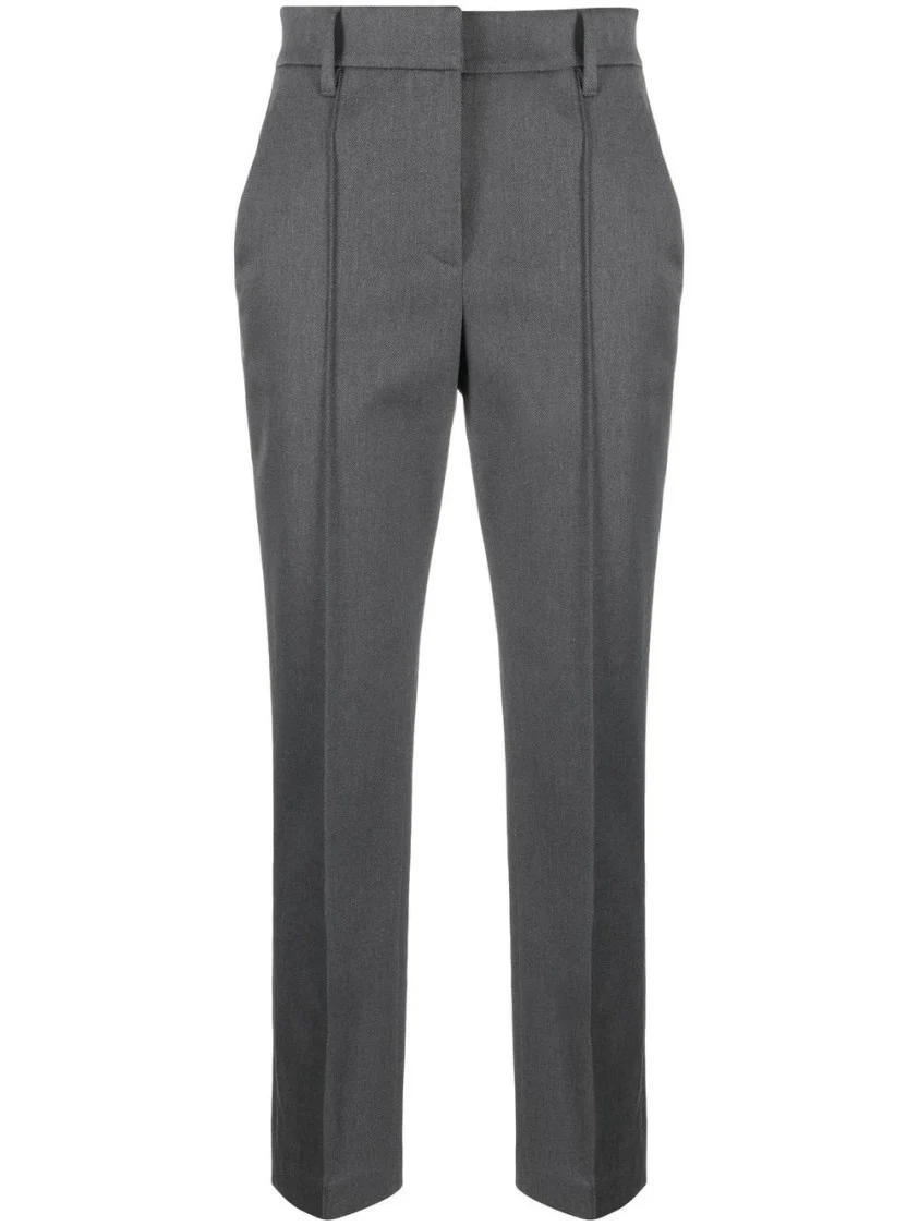 Tailored Dark Gray Trousers With High Waist Design