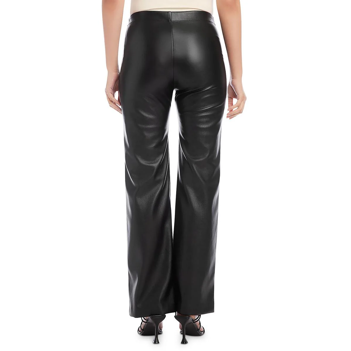 Womens Faux Leather Pull On Wide Leg Pants