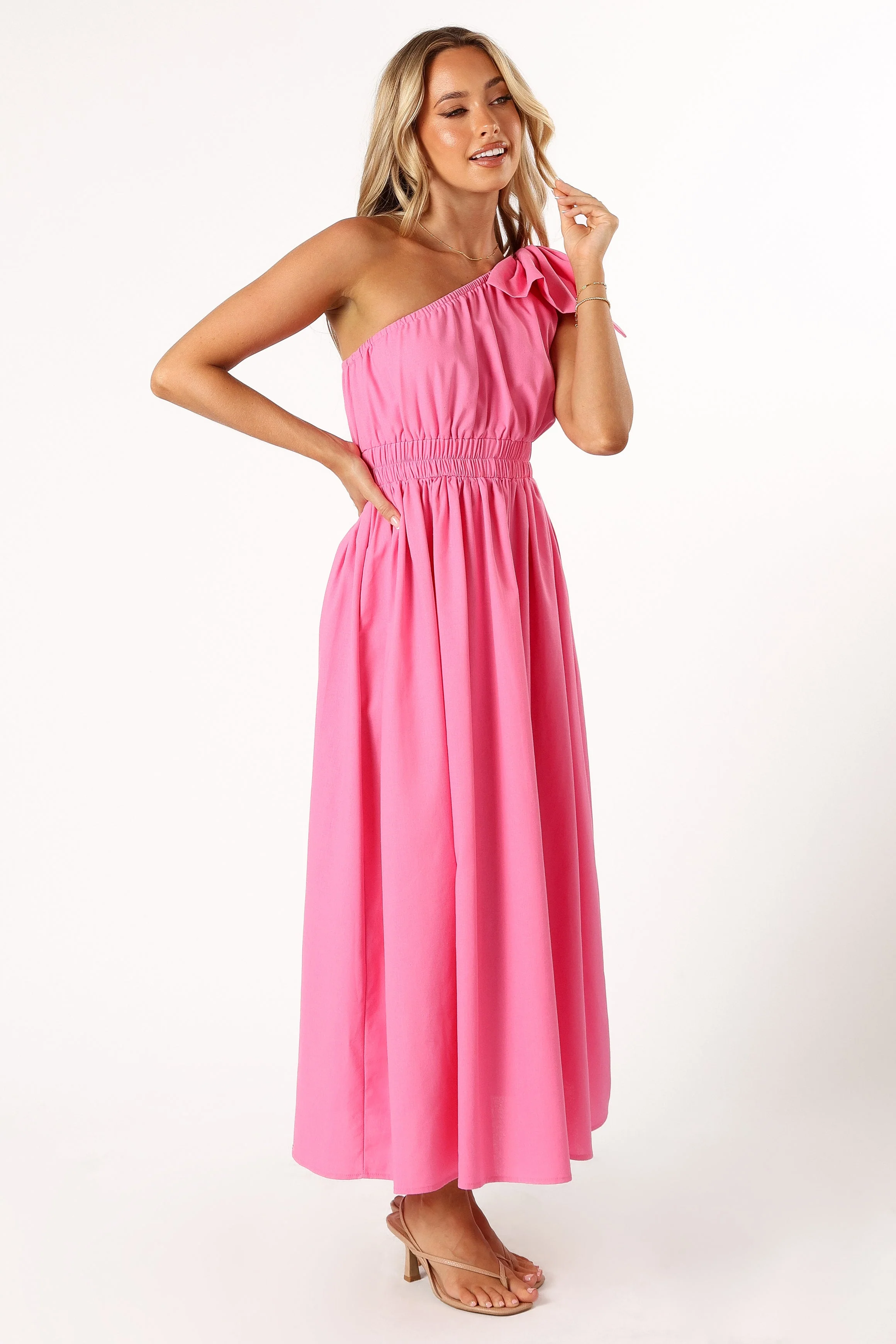 Kailey One Shoulder Maxi Dress - Hot Pink