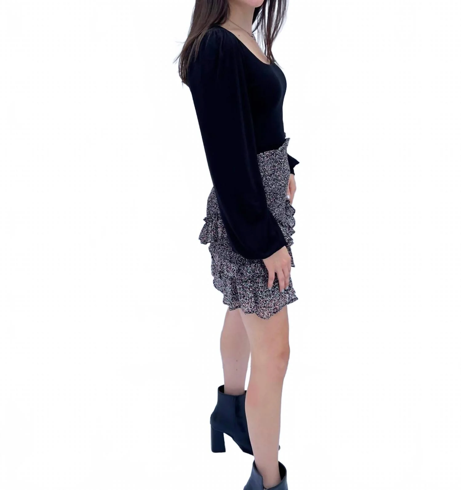 Smocked Ruffle Skirt In Multi