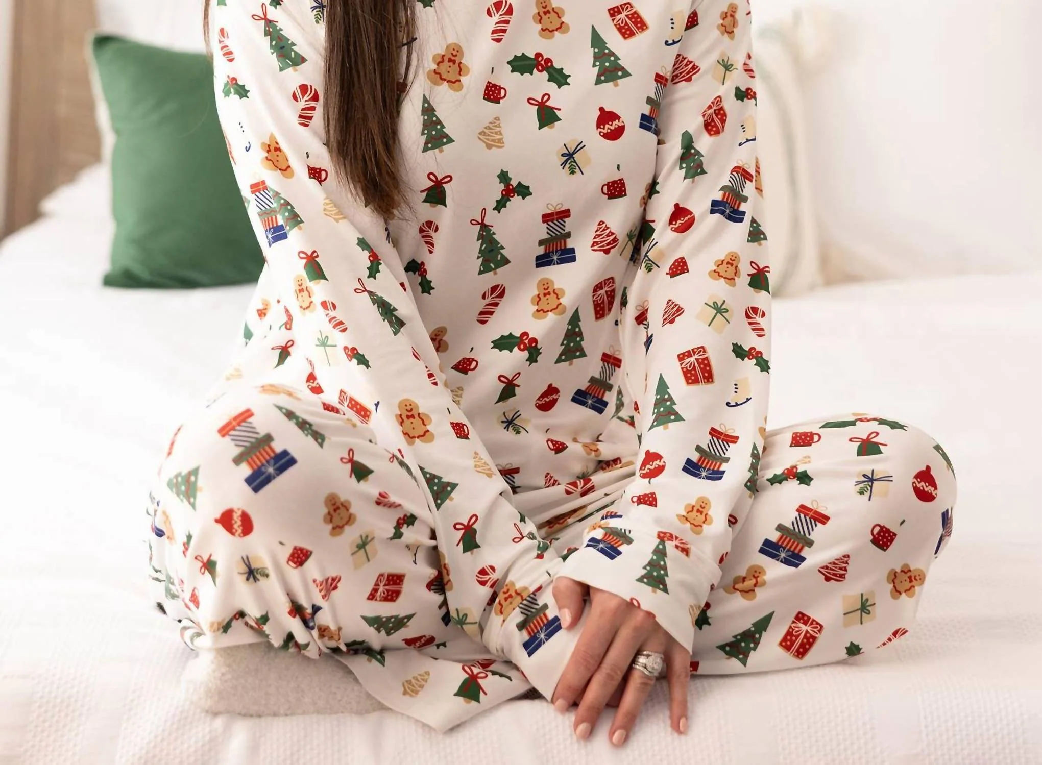 Anne Christmas Morning Pajama Pants Set In White