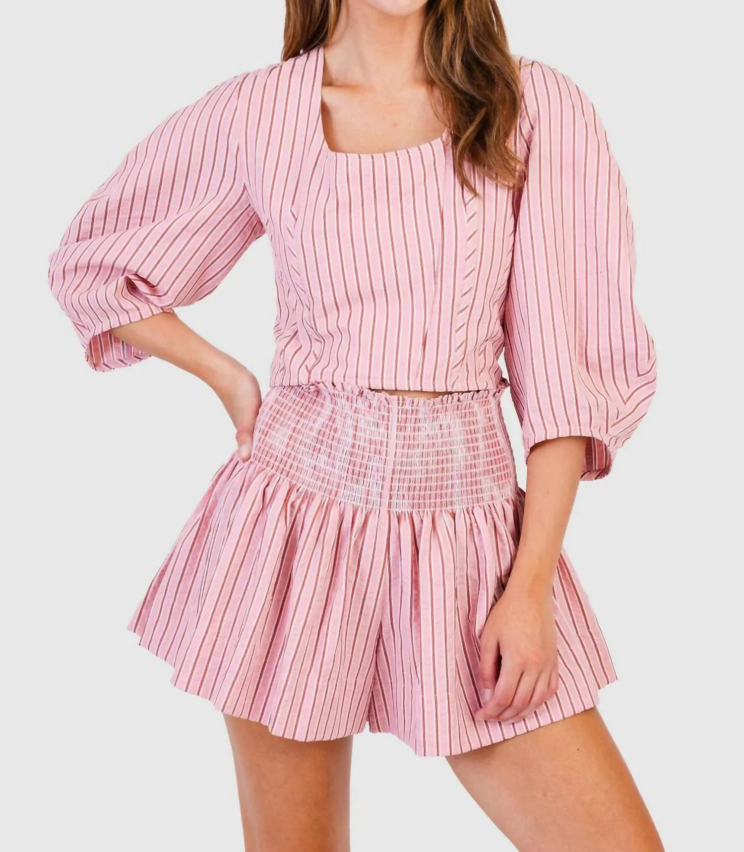 Erica Skirt In Lipstick Pink And Red Stripe