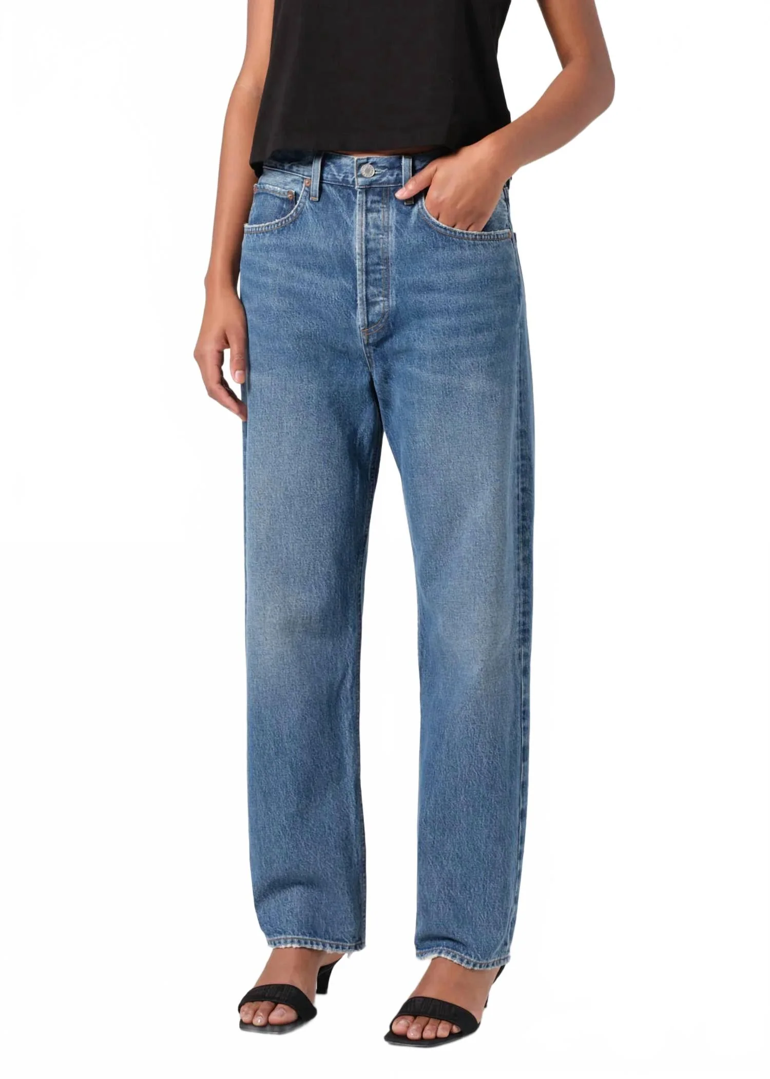 90's Mid Rise Straight Jean In Essence