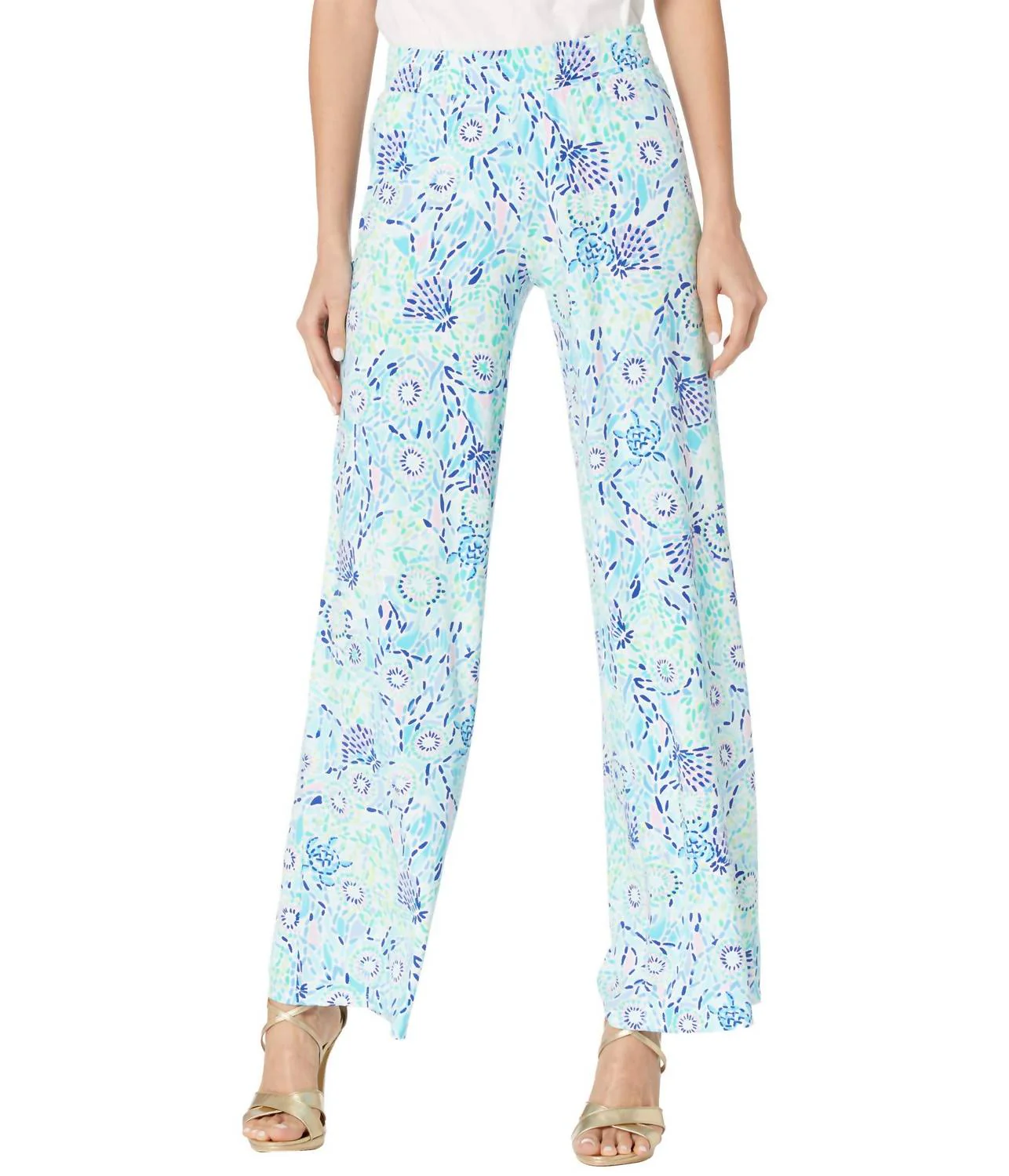 Lorena Breezy Palazzo Pants In Blue Ibiza Open Water