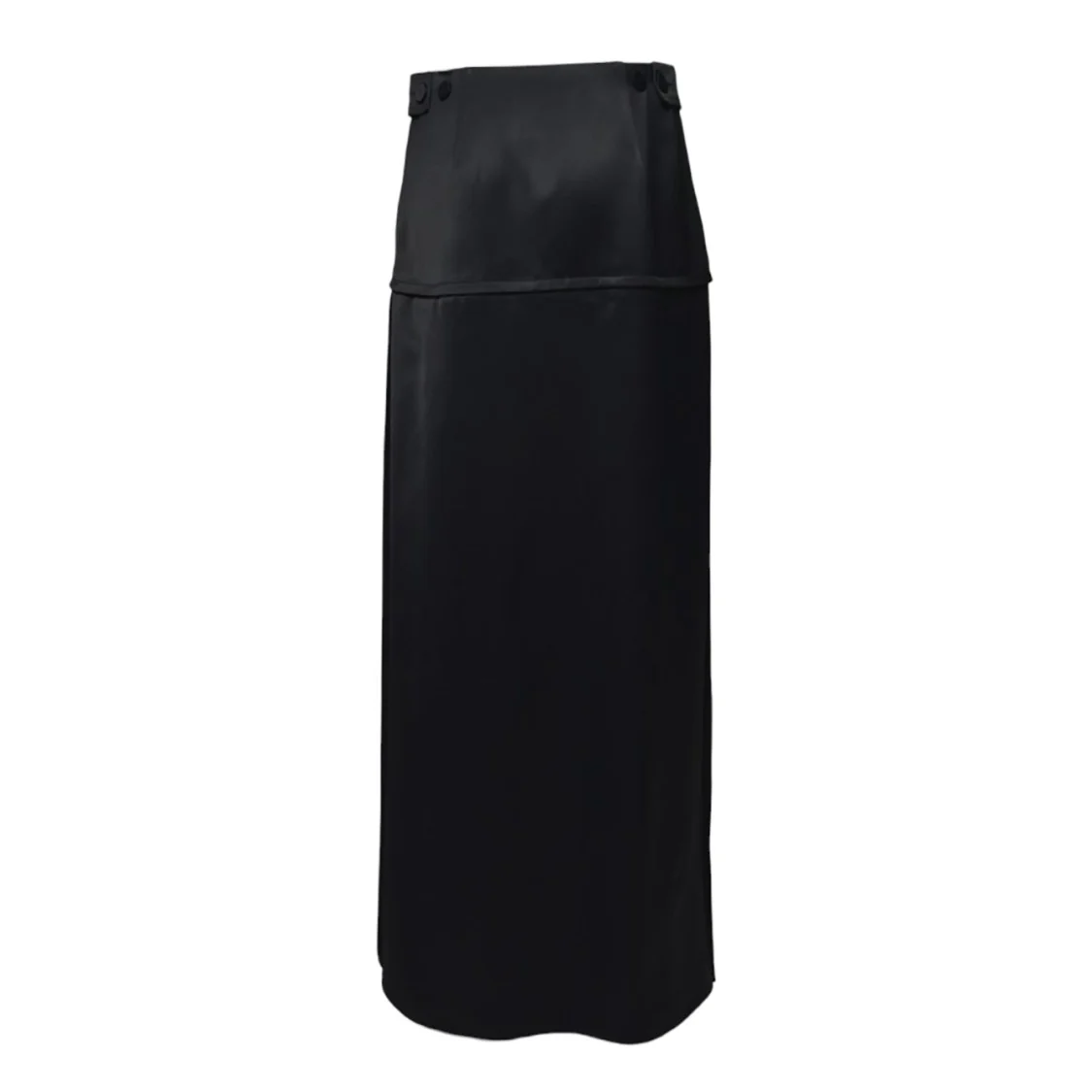 Black Viscose Satin Long Skirt
