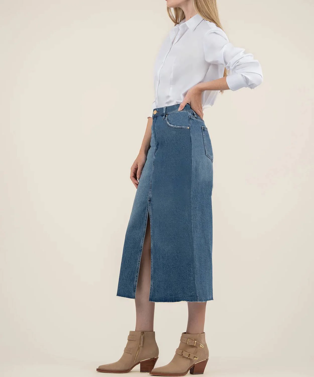 Jen Denim A-Line Skirt In Empowering