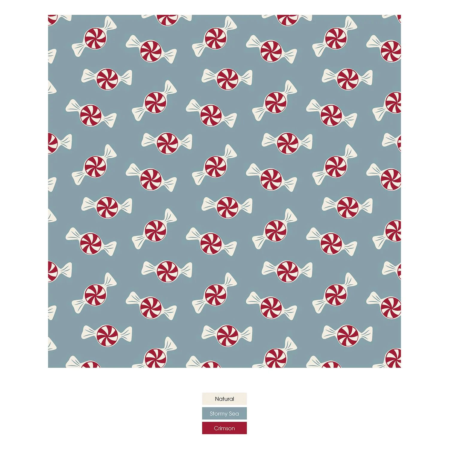 Women's Long Sleeve Tee & Pajama Pants Set In Stormy Sea Peppermints