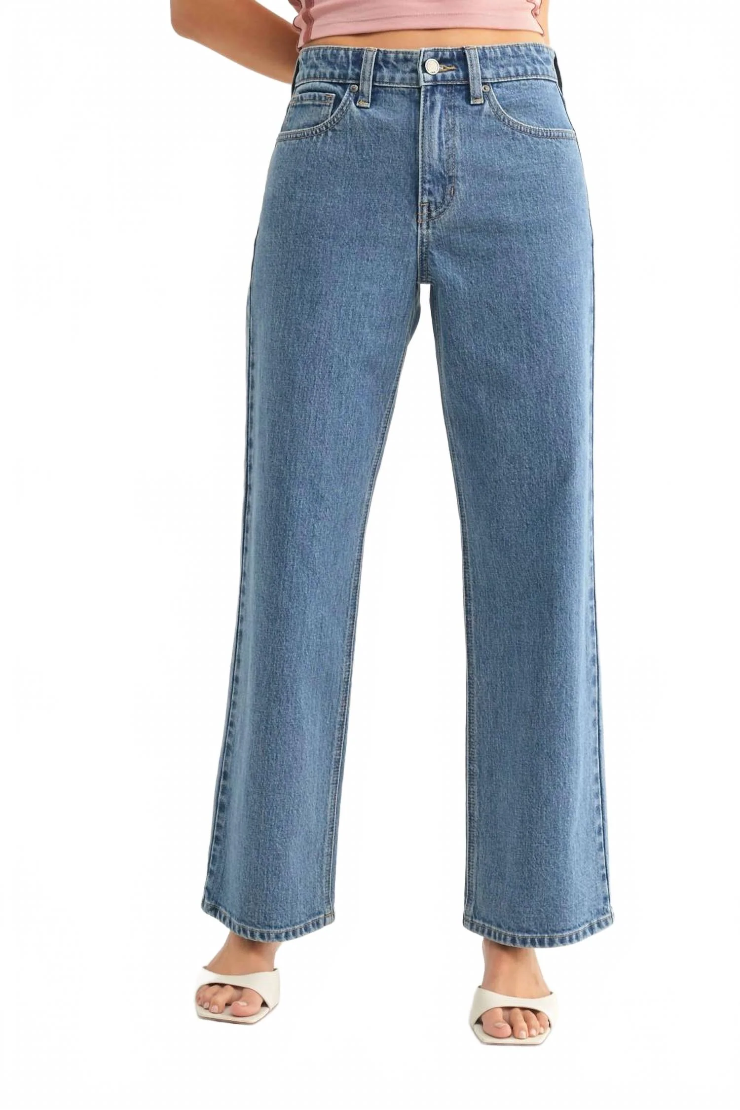 Full Length Retro Straight In Medium Denim