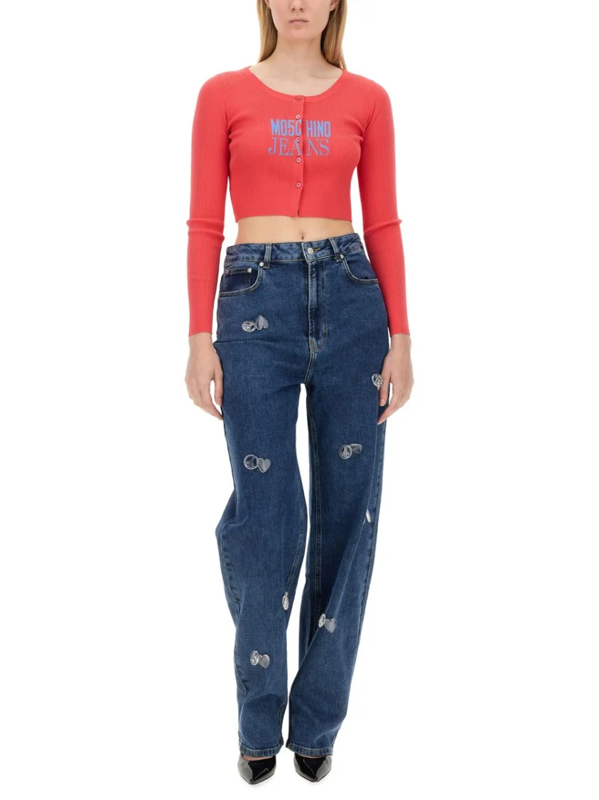 High-Waisted Denim Pants With Unique Embellishments