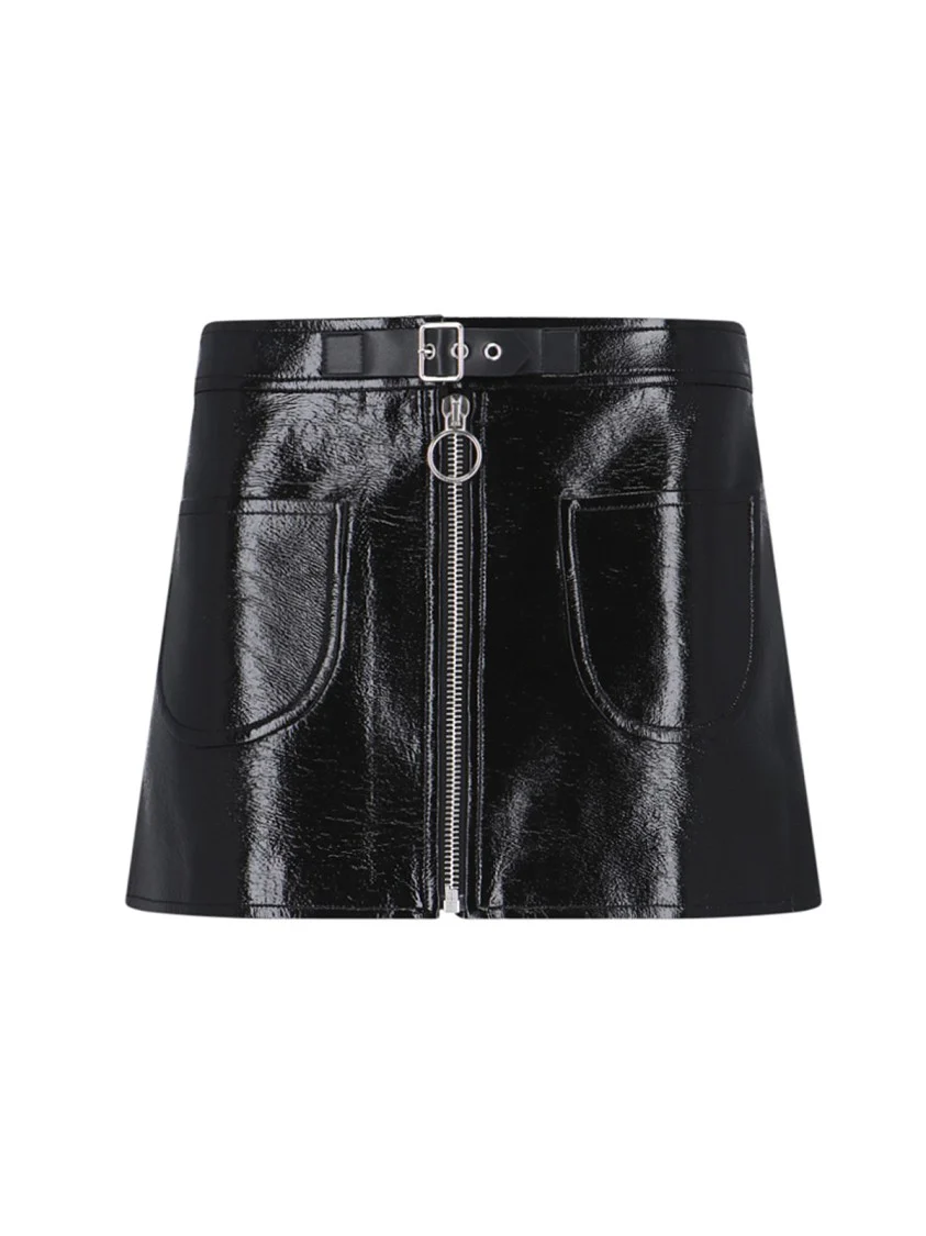 Buckled Zipped Mini Skirt