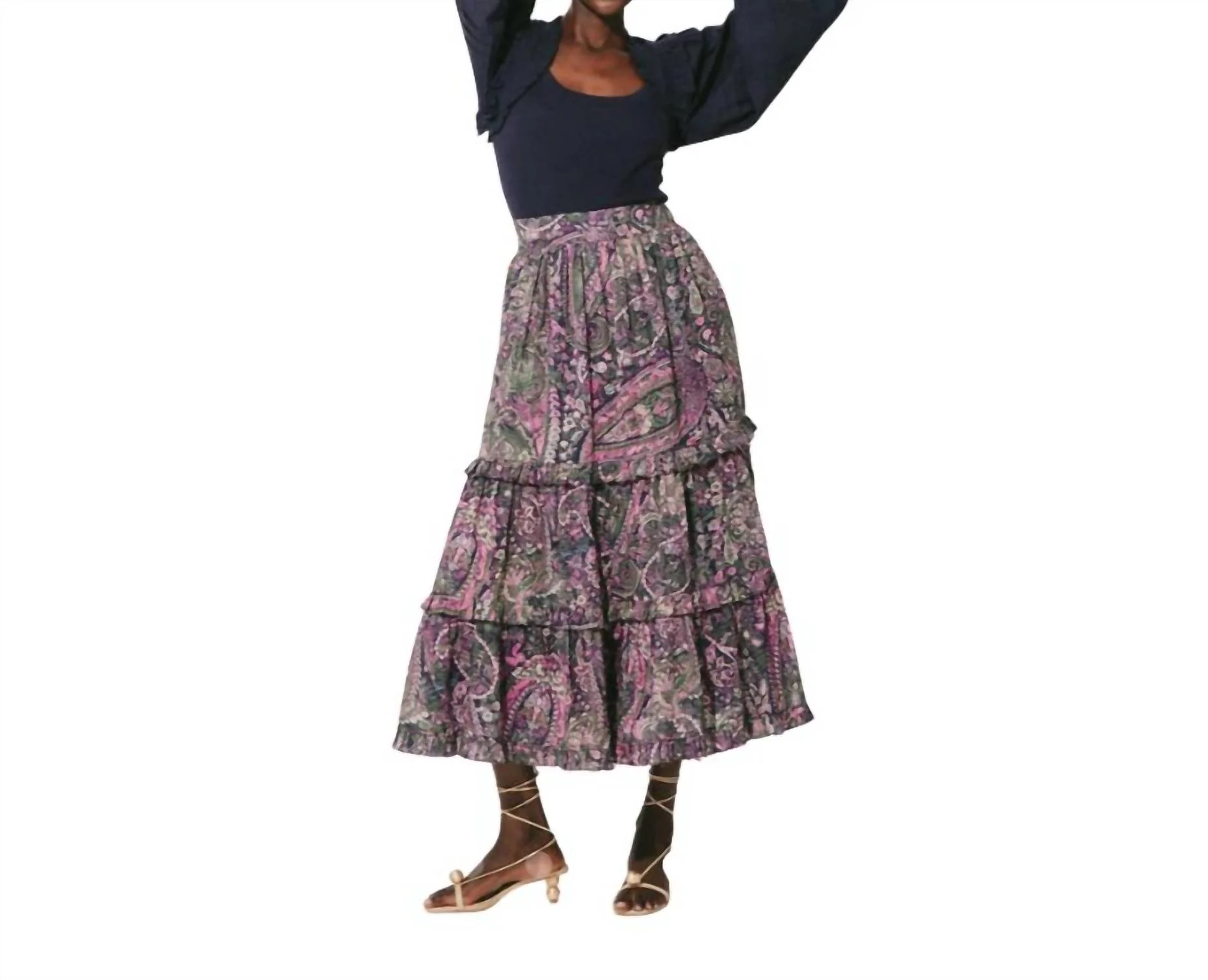 Darcy Ankle Skirt In Caymen Purple Paisley