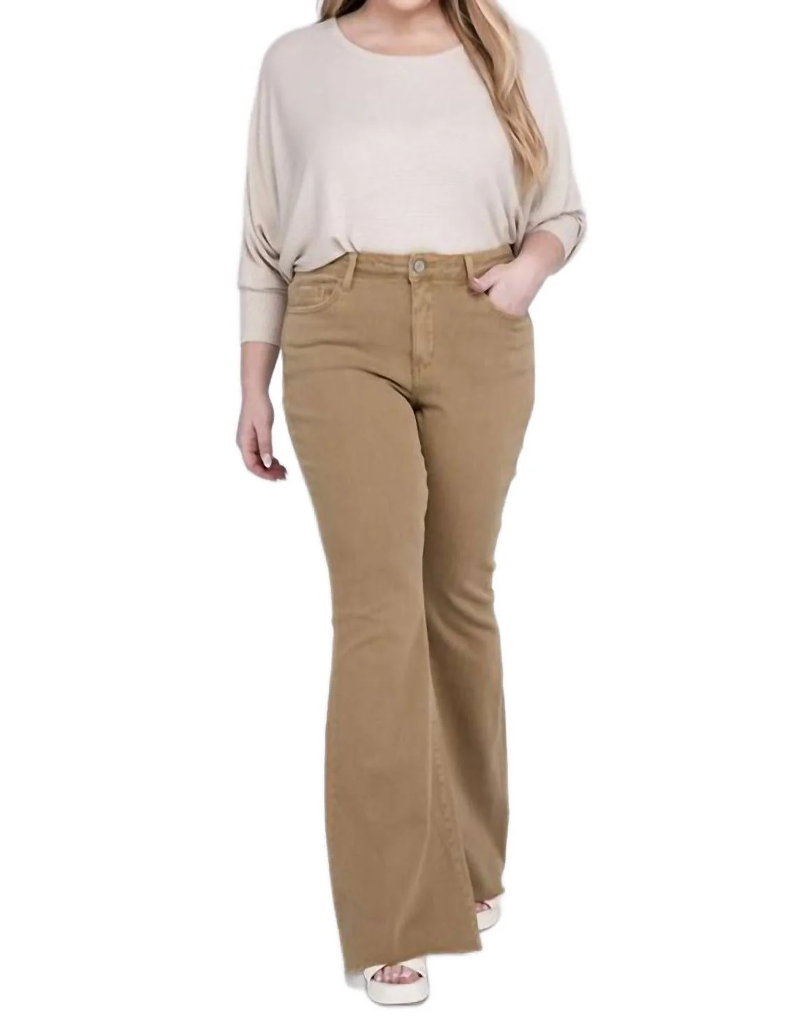 Plus Size High Rise Super Flare Jeans In Conquer