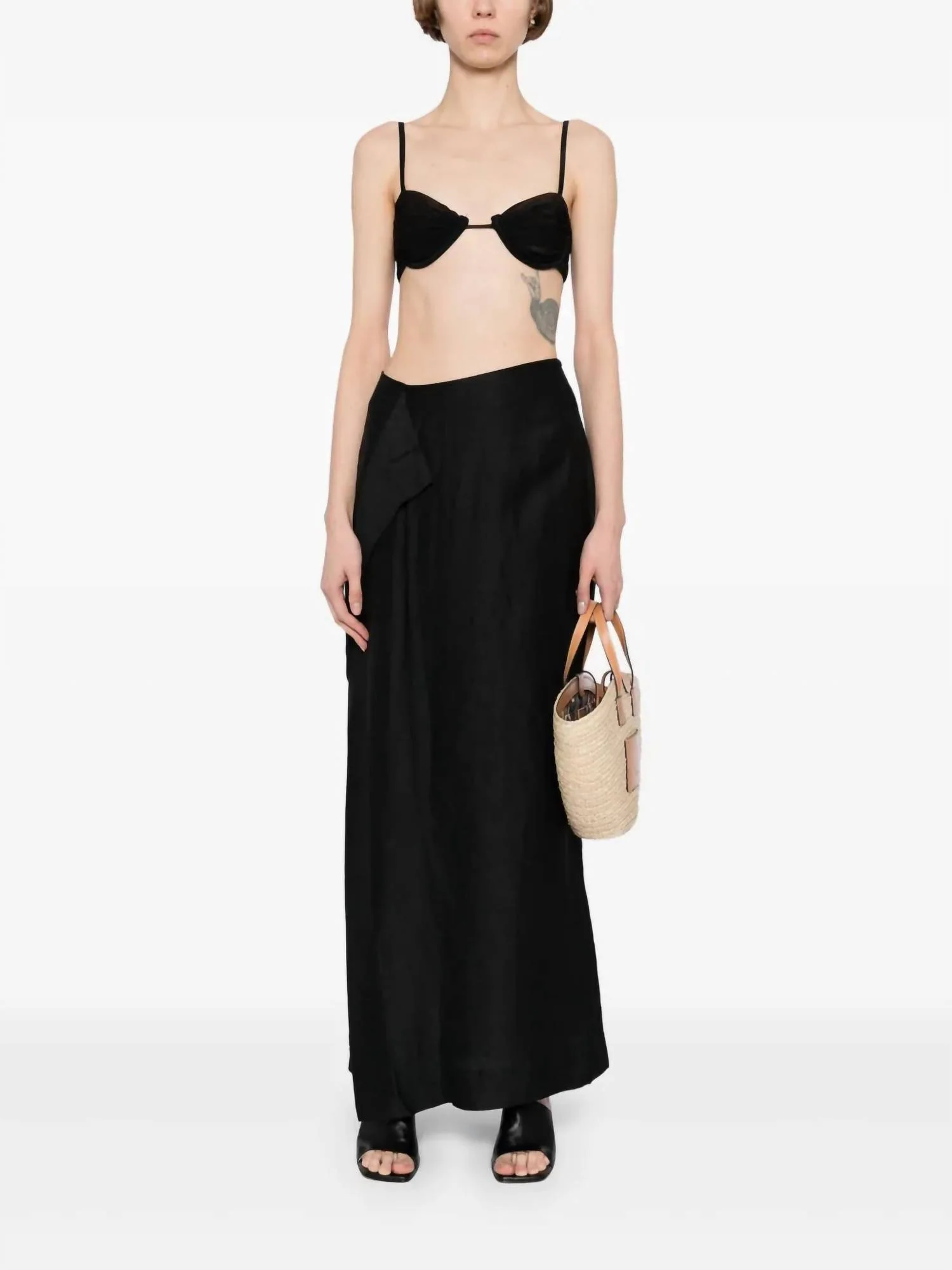 Bormio Wrap Over Maxi Skirt In Black