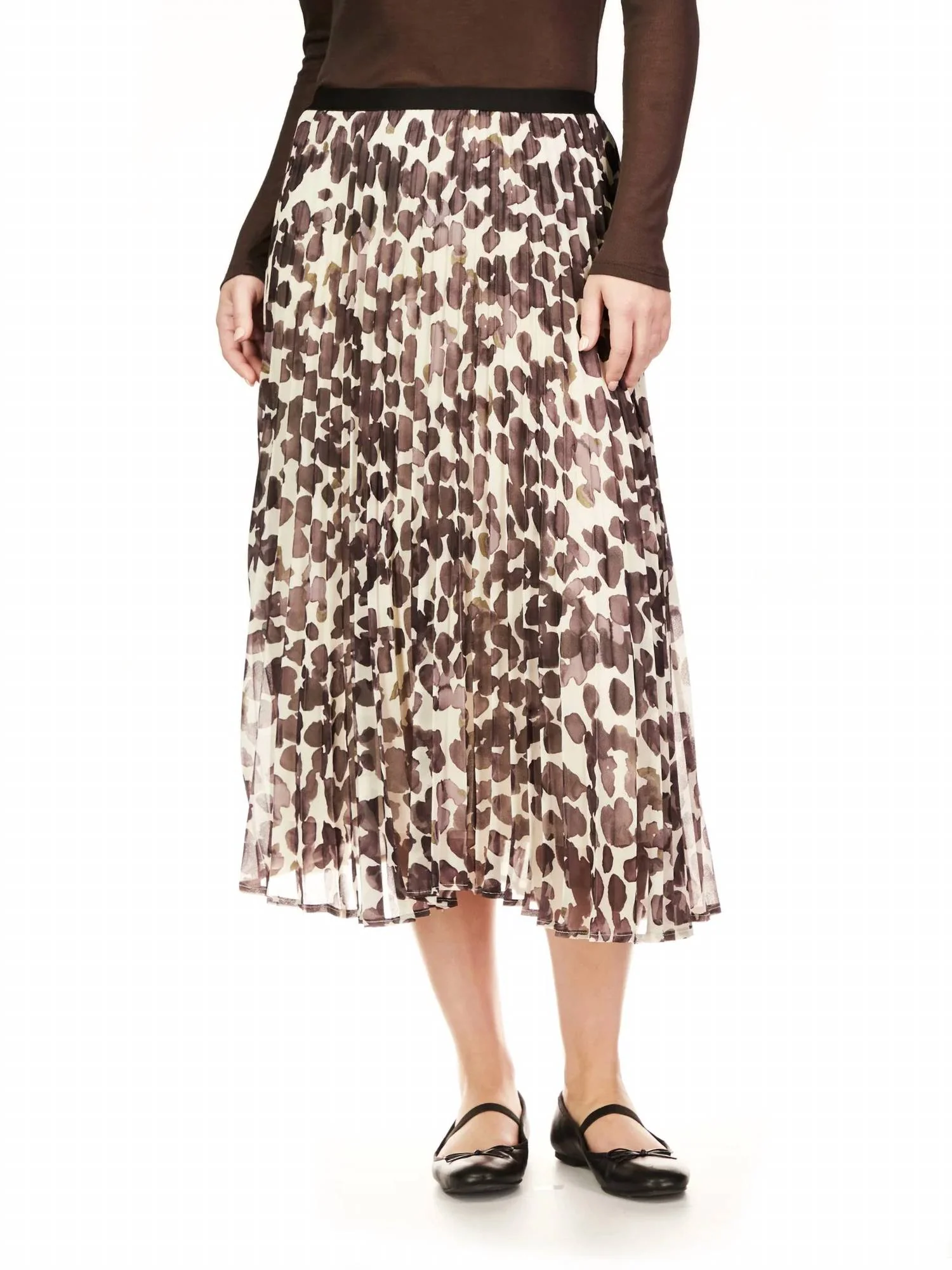Watermark Pleated Skirt In Chocolate Spots